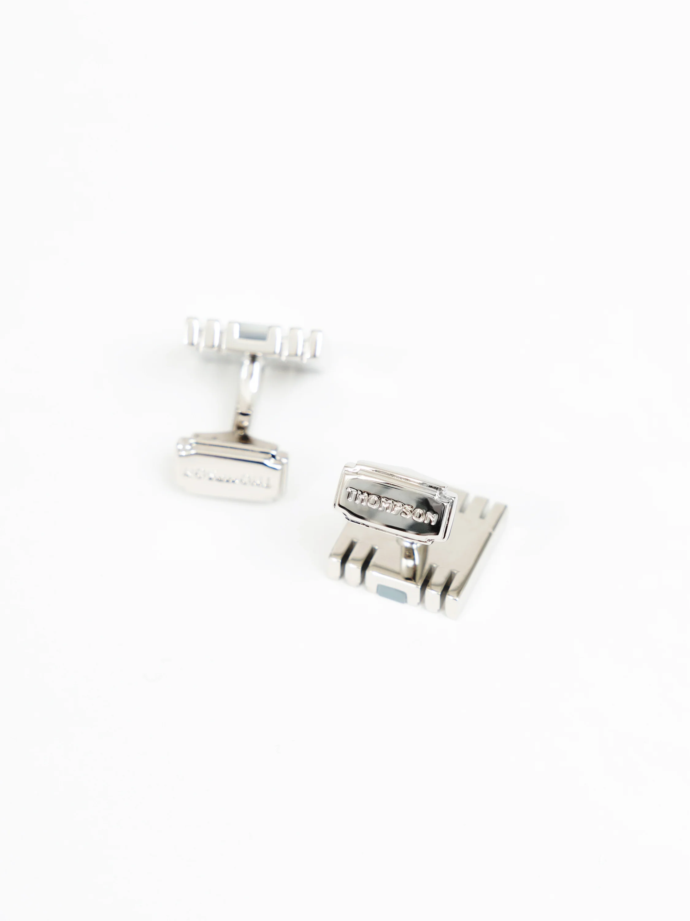 Thompson Summer Stripes Cufflinks With White Mother of Pearl - Image 3
