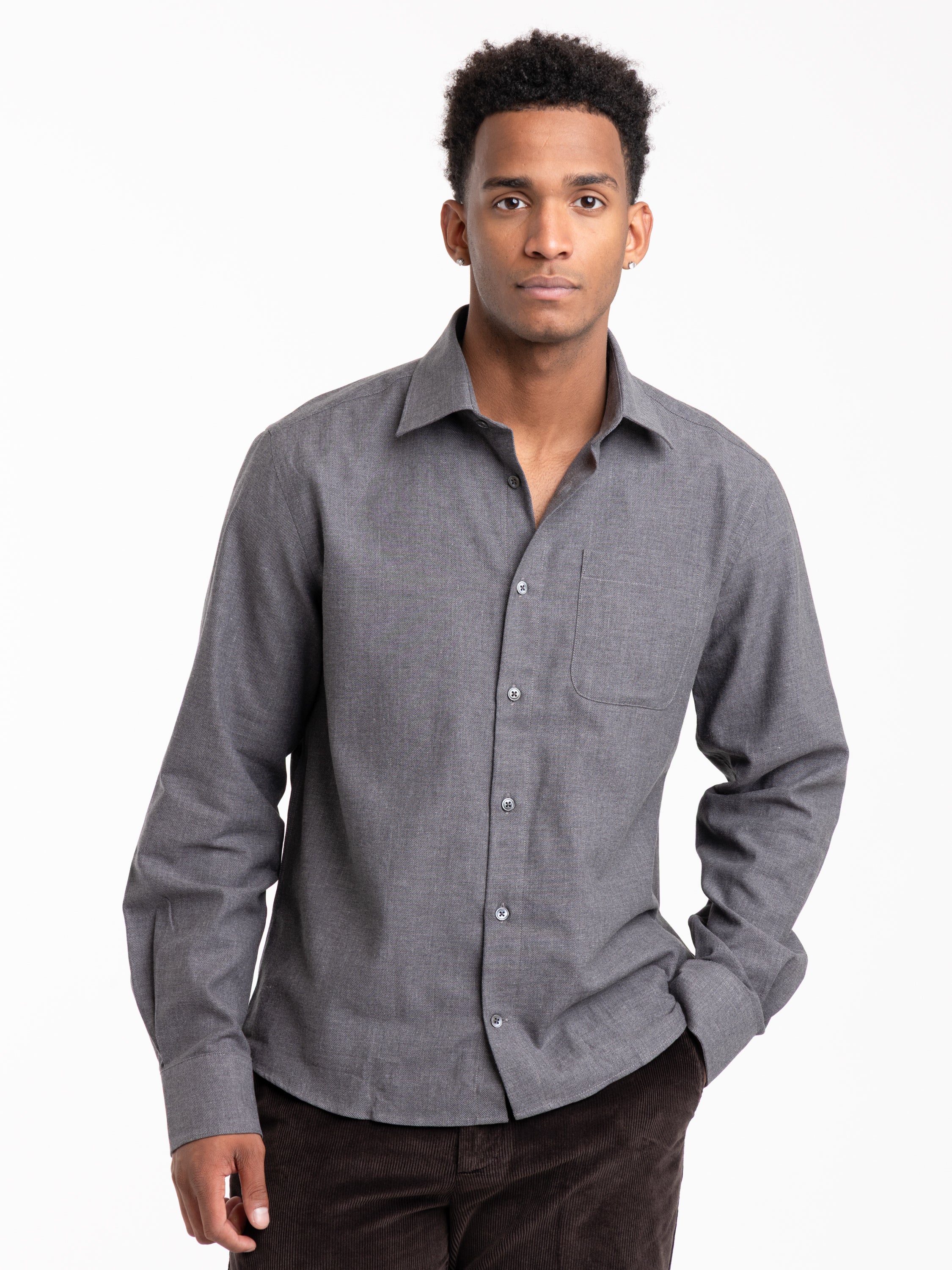 Kent collar Dark Grey Shirt