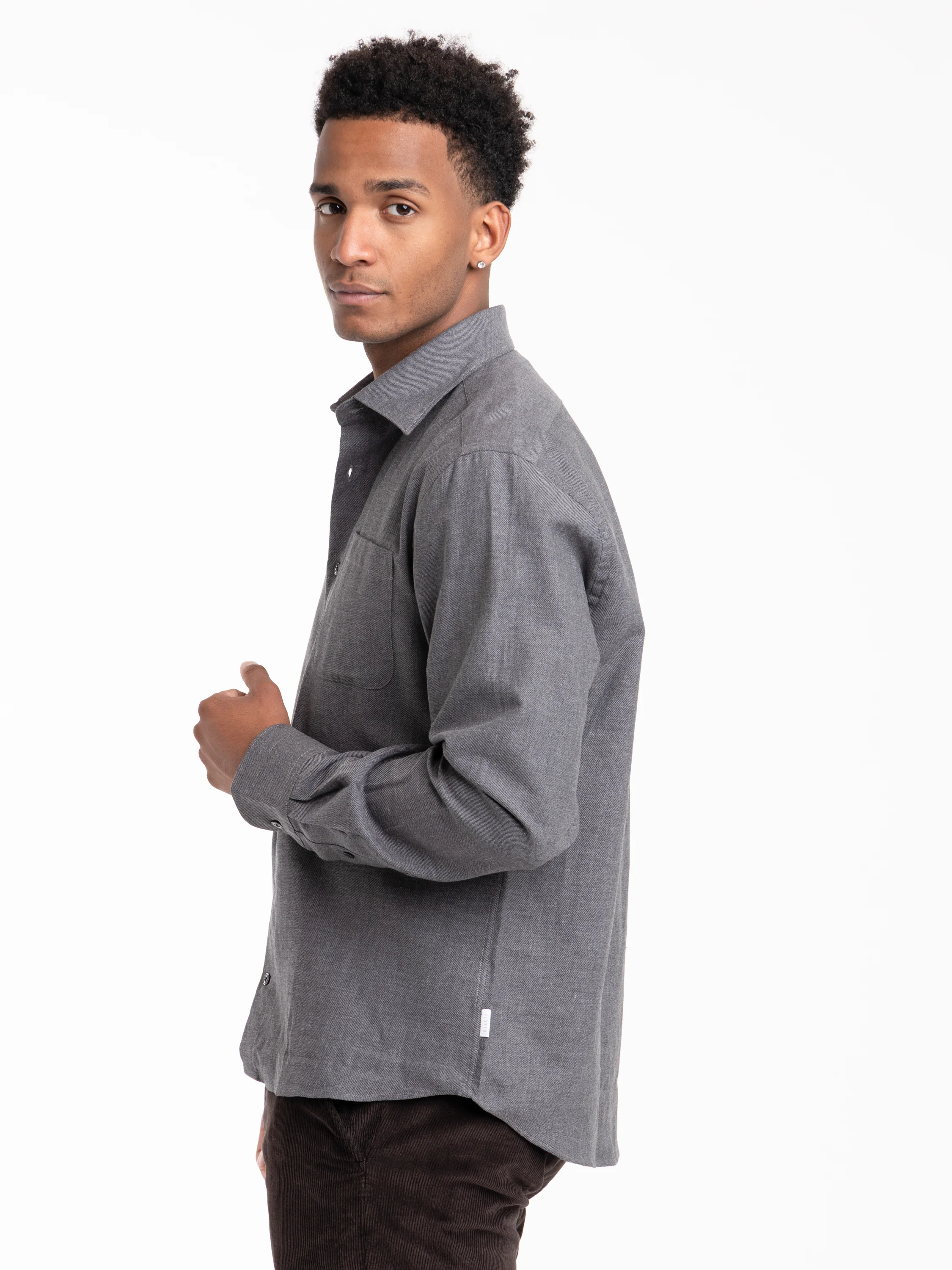 Kent collar Dark Grey Shirt - Image 3
