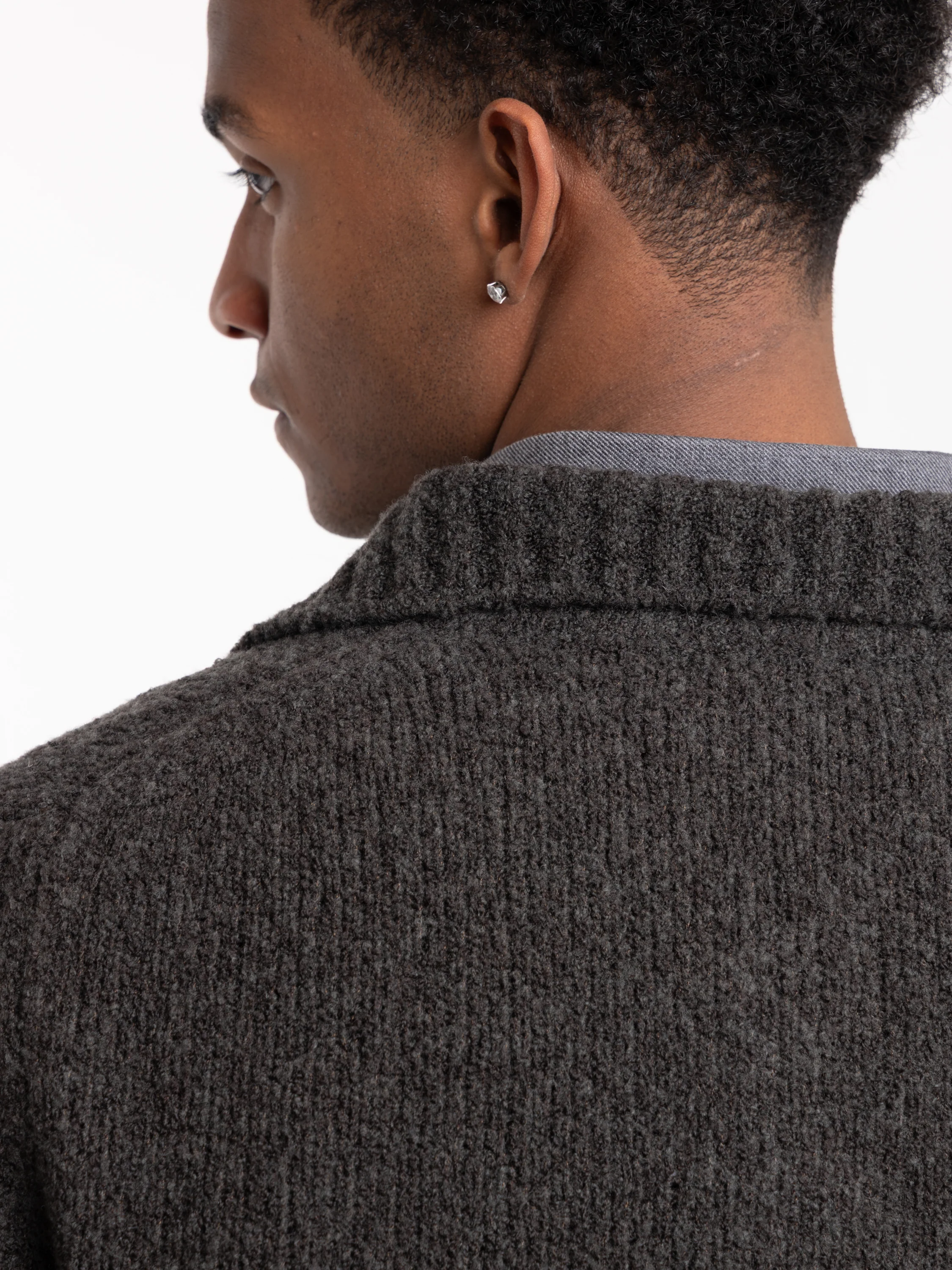 Long Sleeve Polo Wool Overshirt Cardigan - Image 5