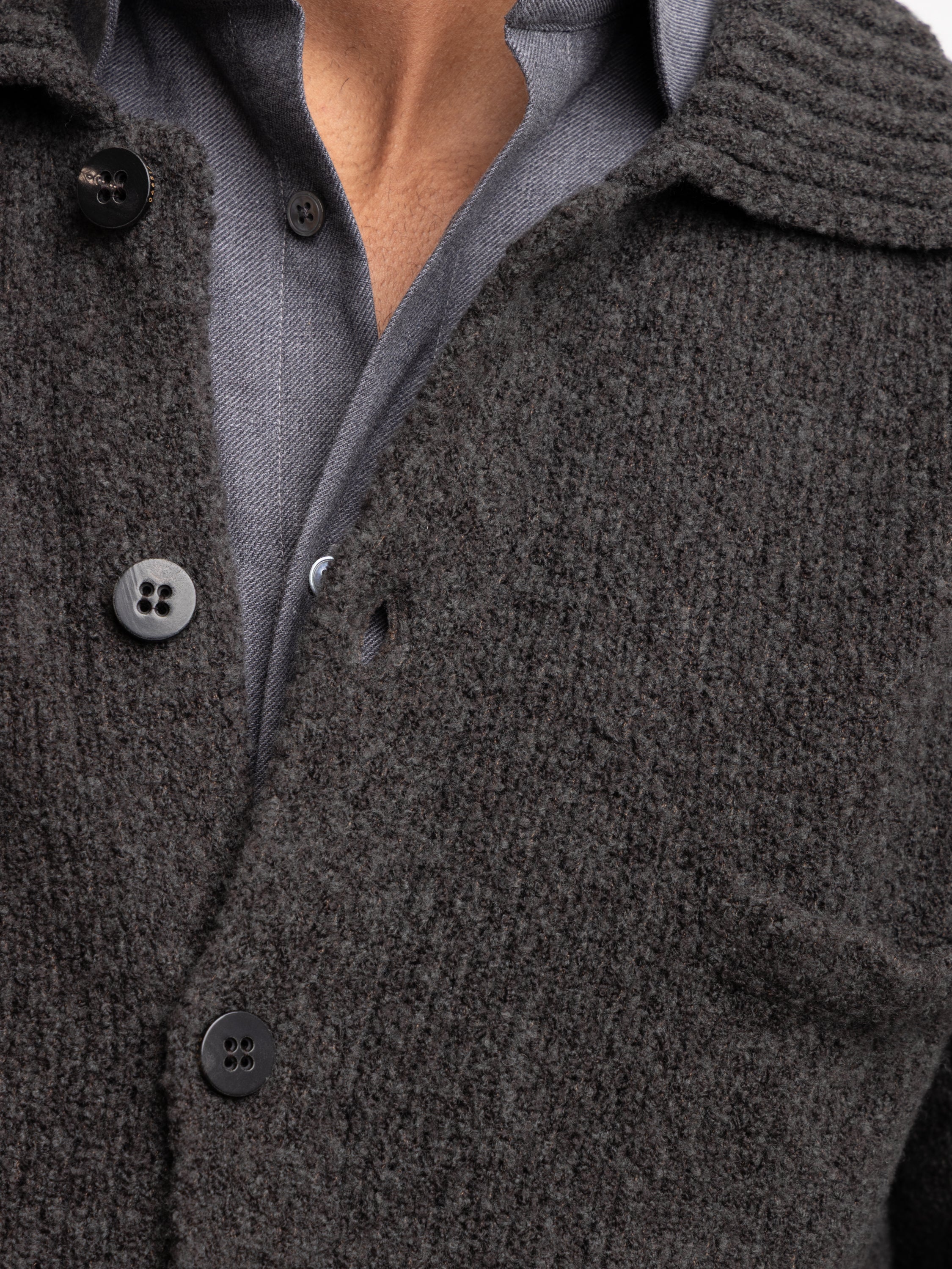 Long Sleeve Polo Wool Overshirt Cardigan - Image 7
