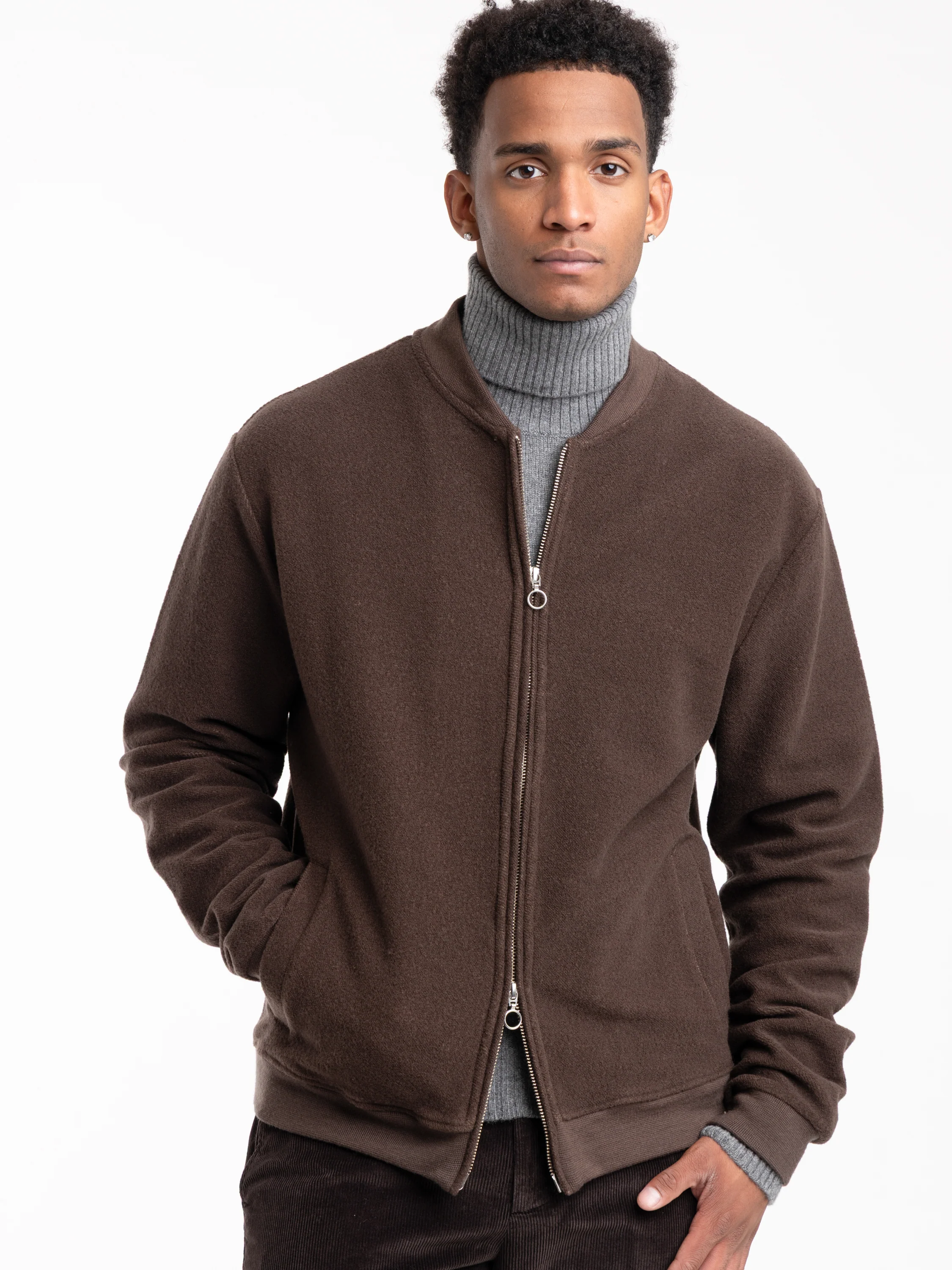 Brown Blouson Wool-Cotton Jacket - Image 3