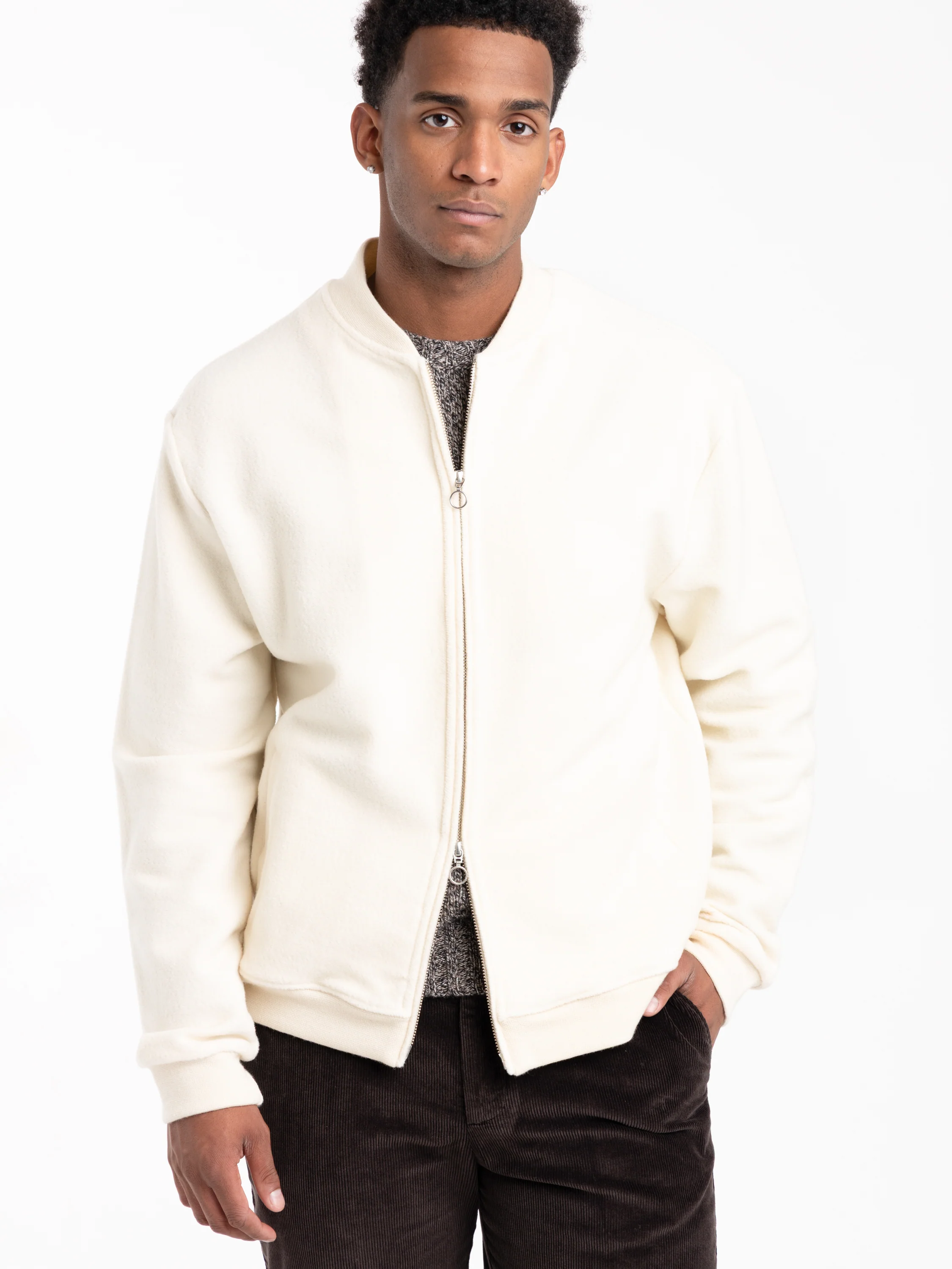 Ivory Blouson Wool-Cotton Jacket - Image 3