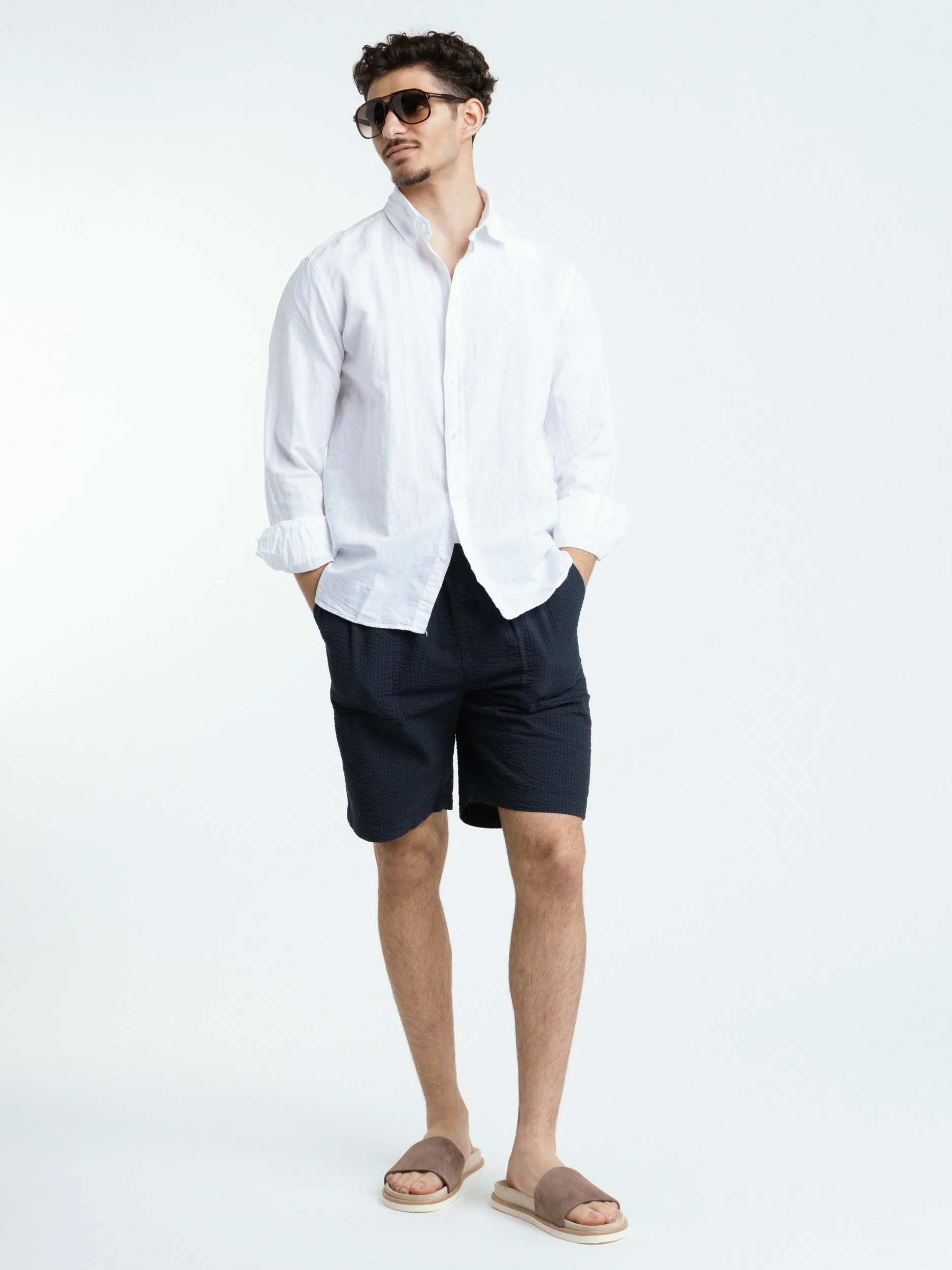 Kent Collar Summer Shirt In White - Image 2