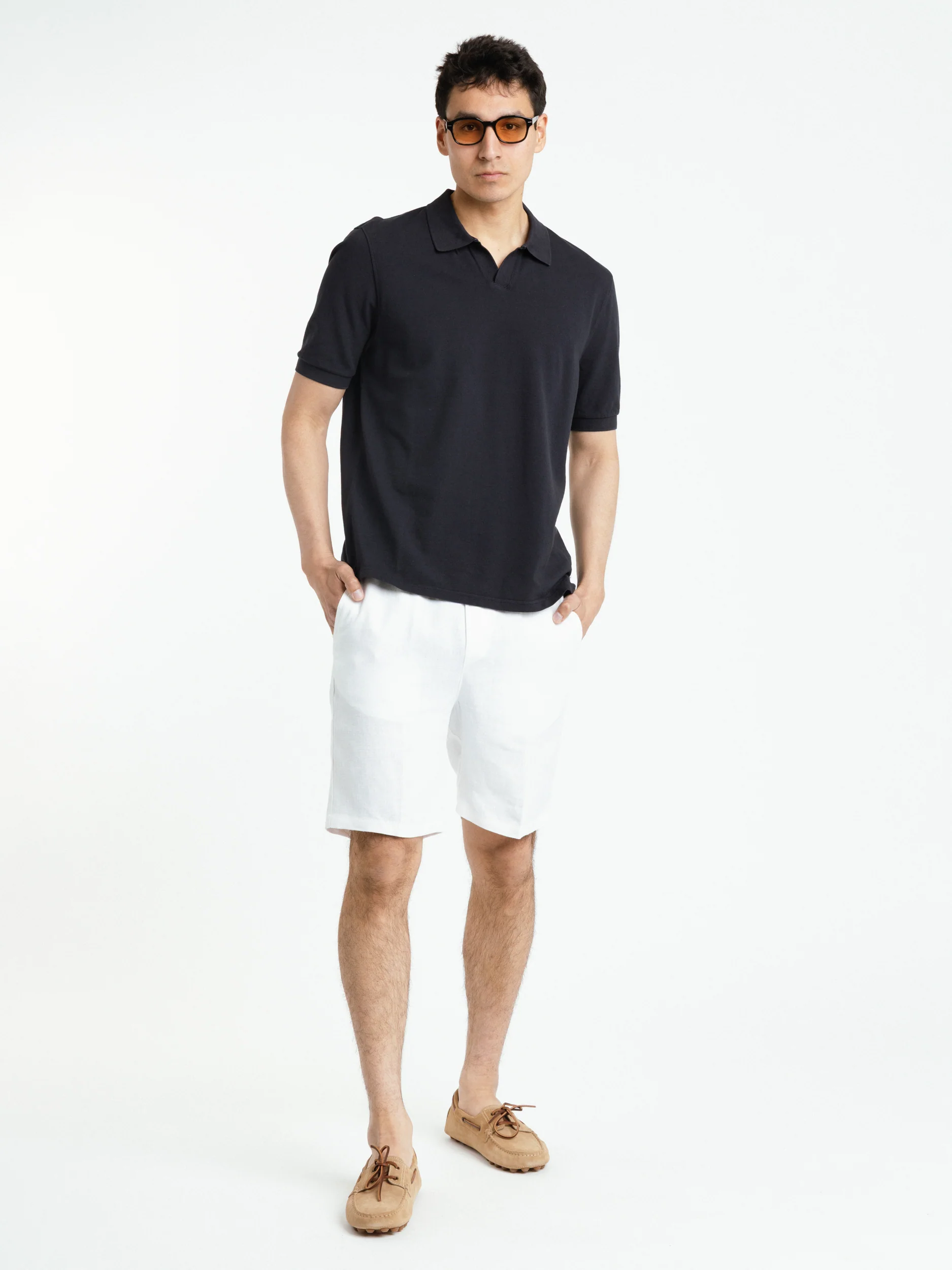Navy Johnny Polo Cotton Shirt - Image 2