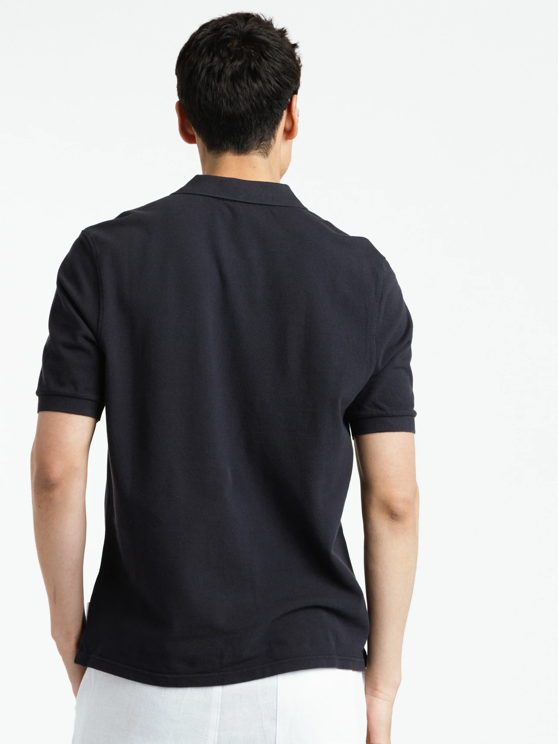 Navy Johnny Polo Cotton Shirt - Image 4