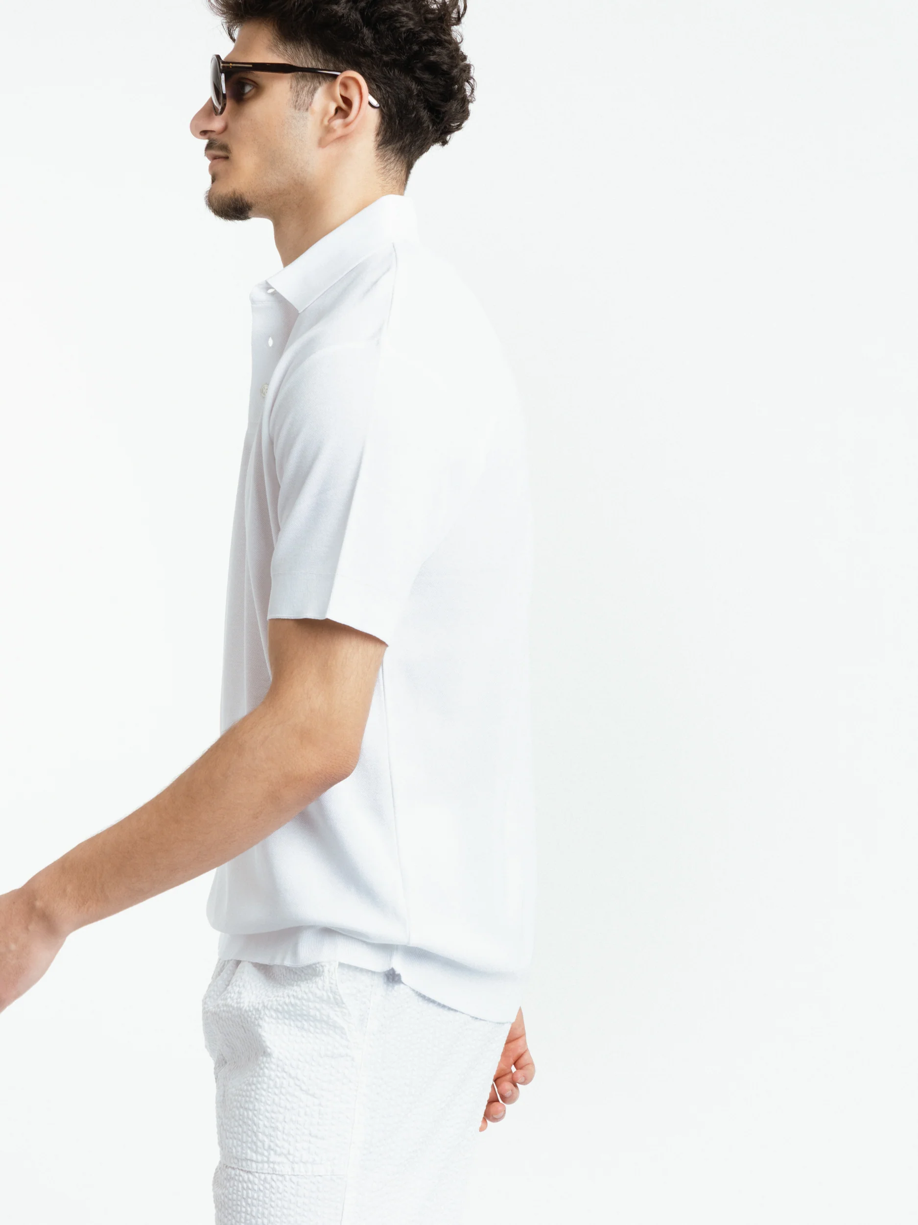 White Cotton Polo Shirt - Image 3