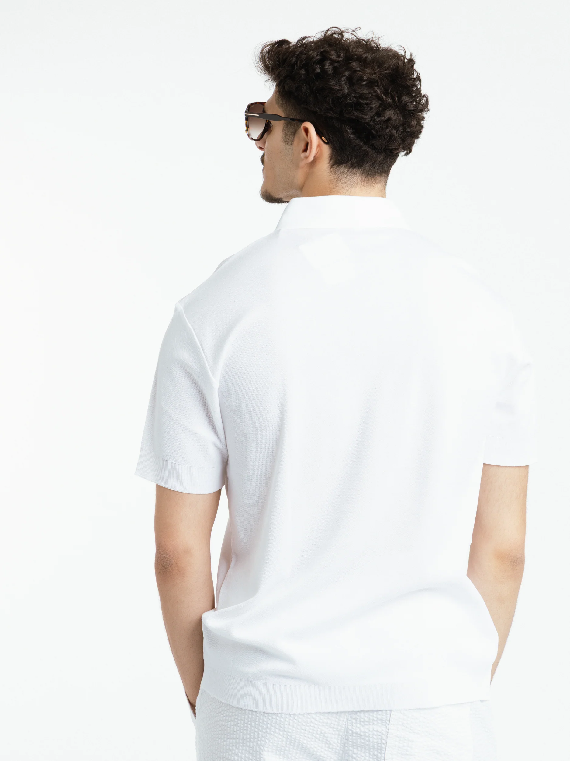 White Cotton Polo Shirt - Image 4
