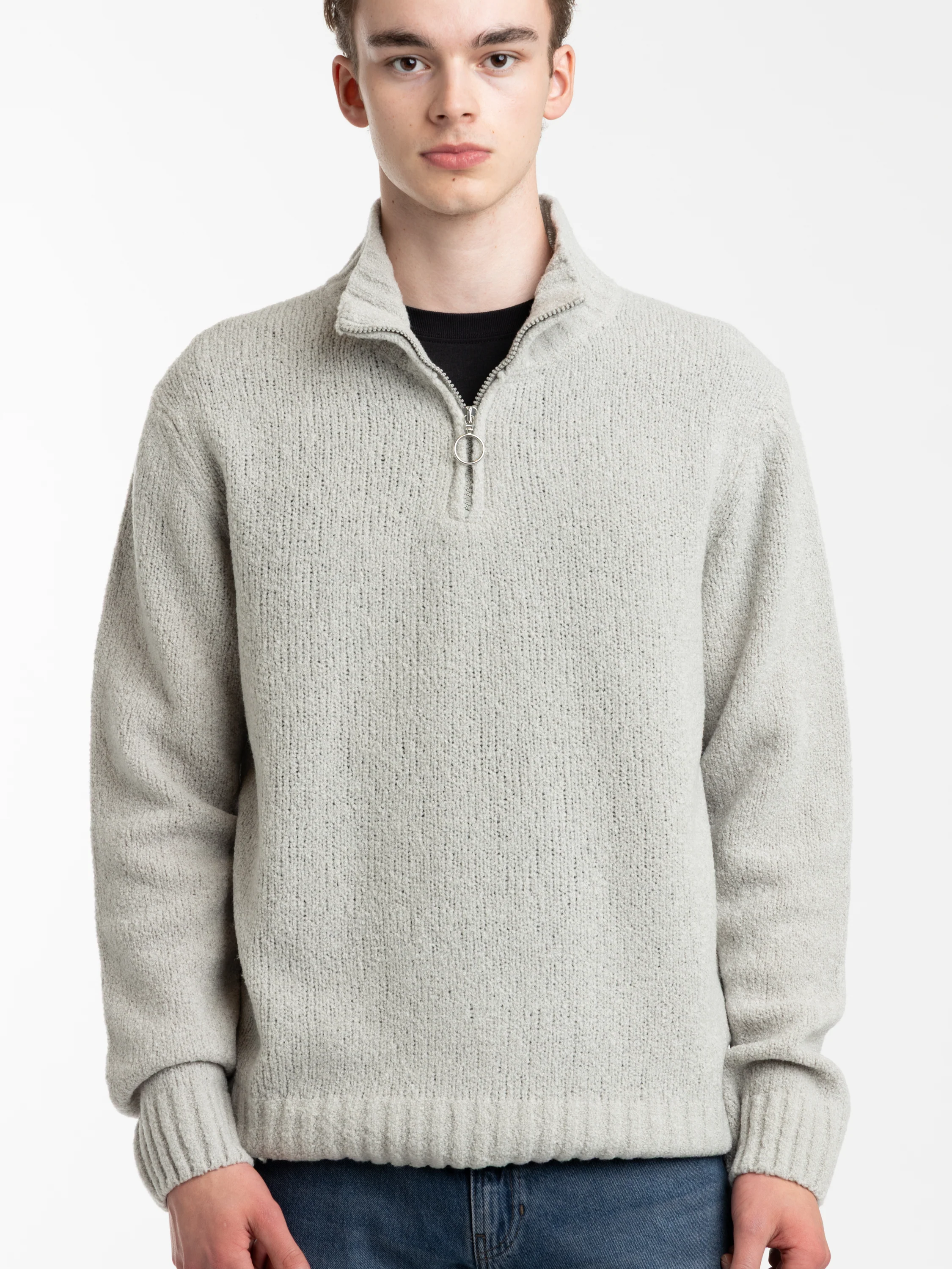 Grey-Brown Wool Half-Zip Jumper