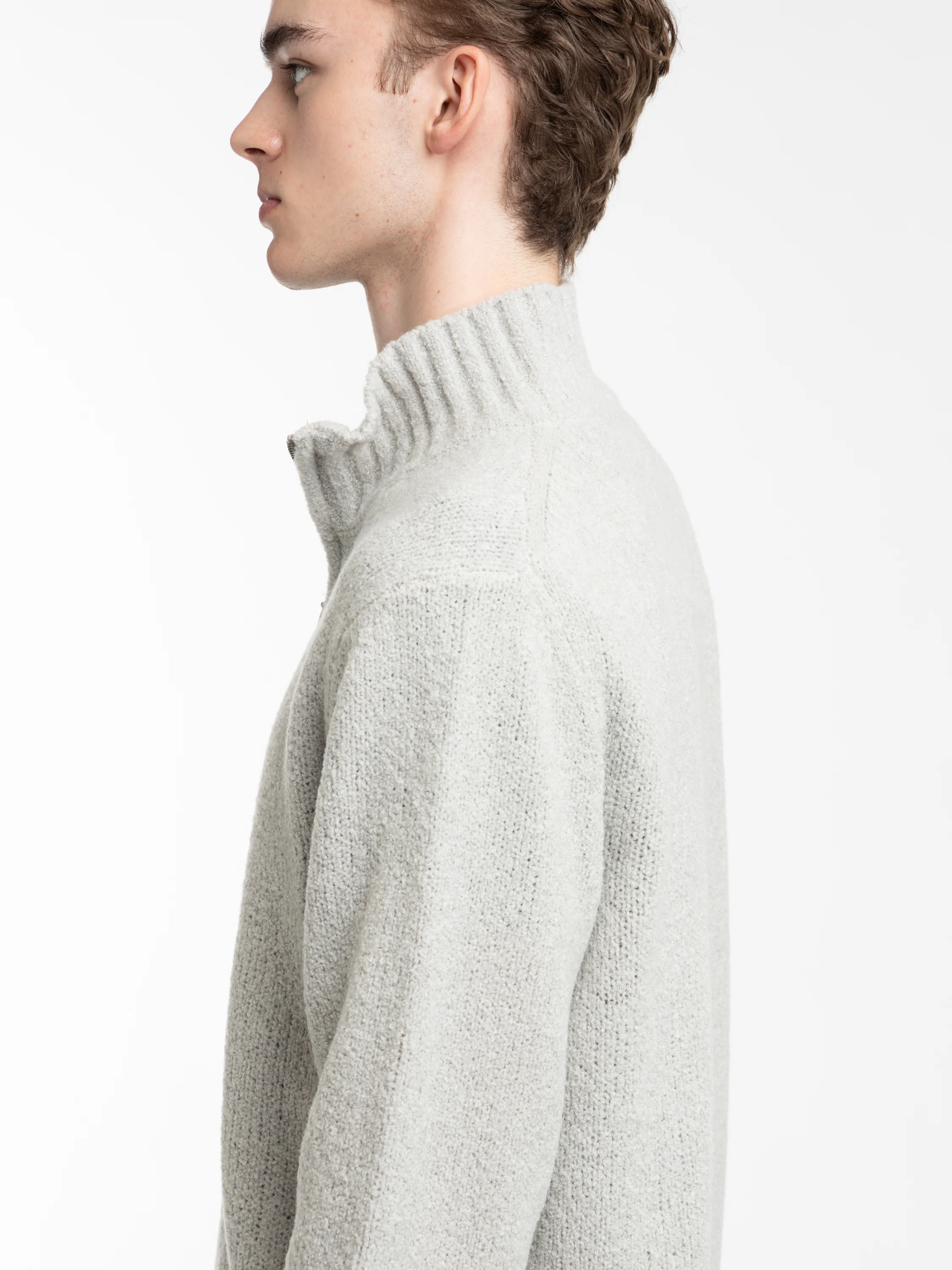 Grey-Brown Wool Half-Zip Jumper - Image 5