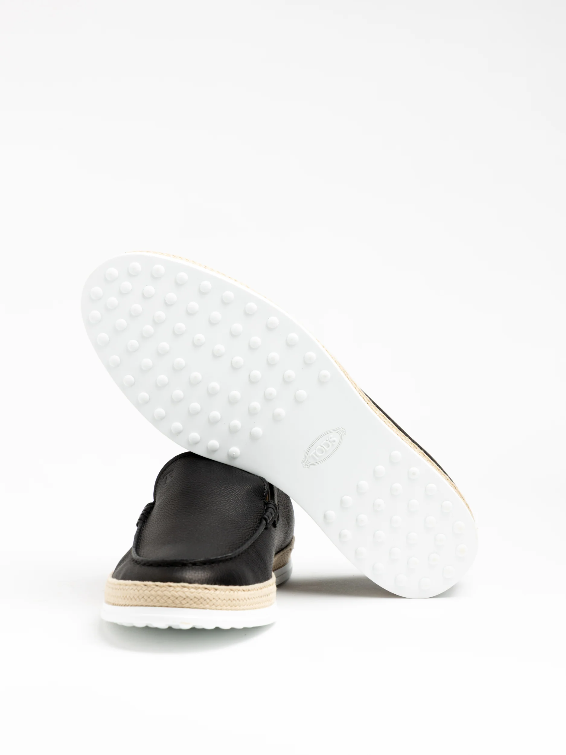 Black Leather Raffia Loafer - Image 2