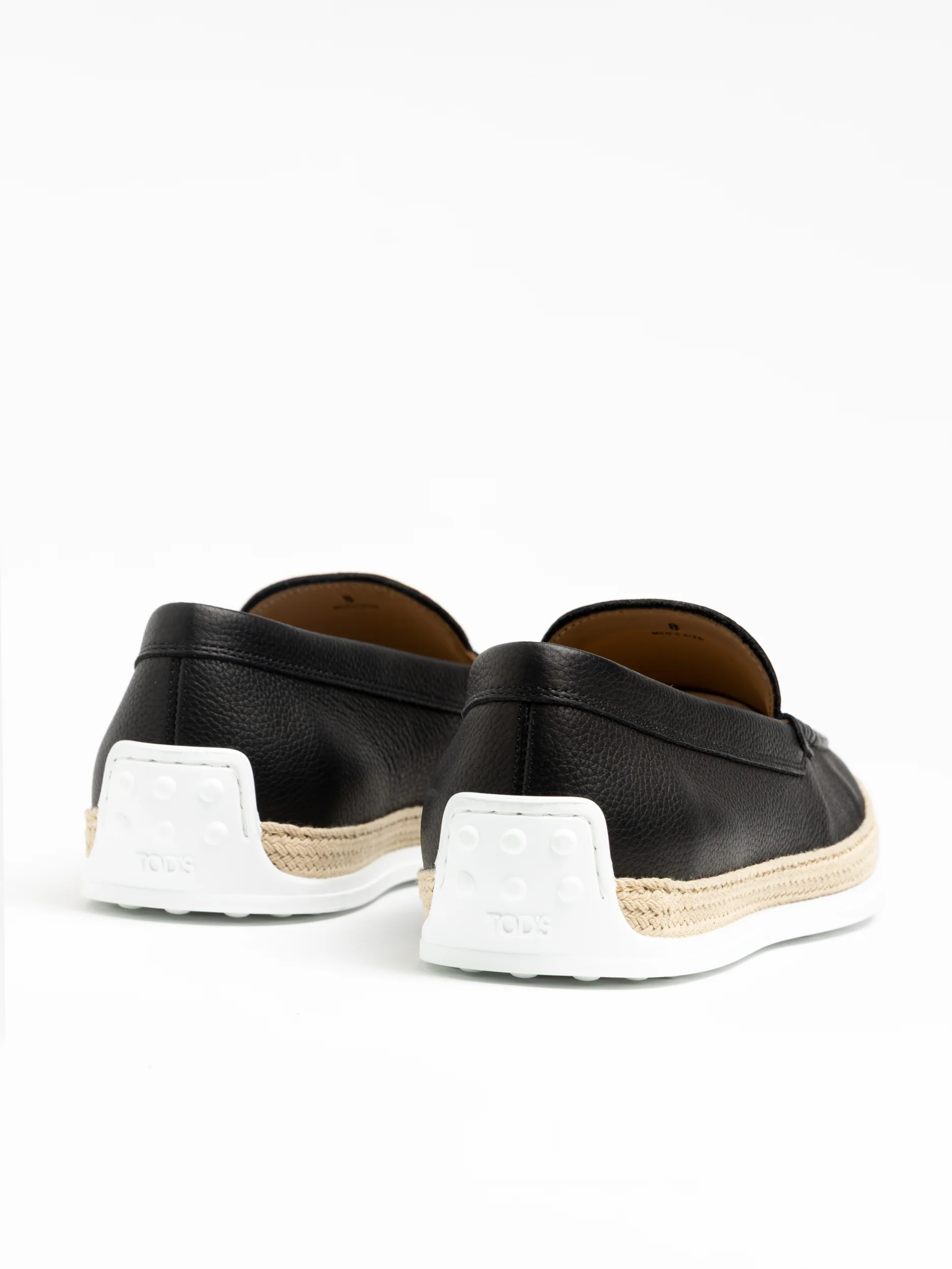 Black Leather Raffia Loafer - Image 4