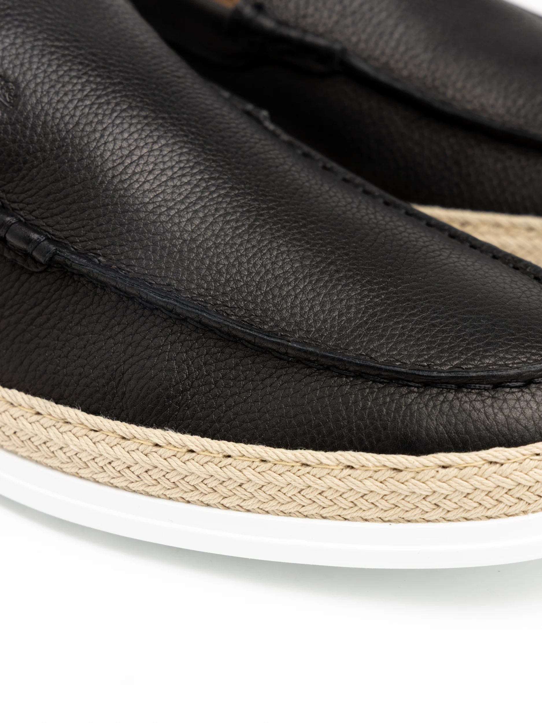 Black Leather Raffia Loafer - Image 6