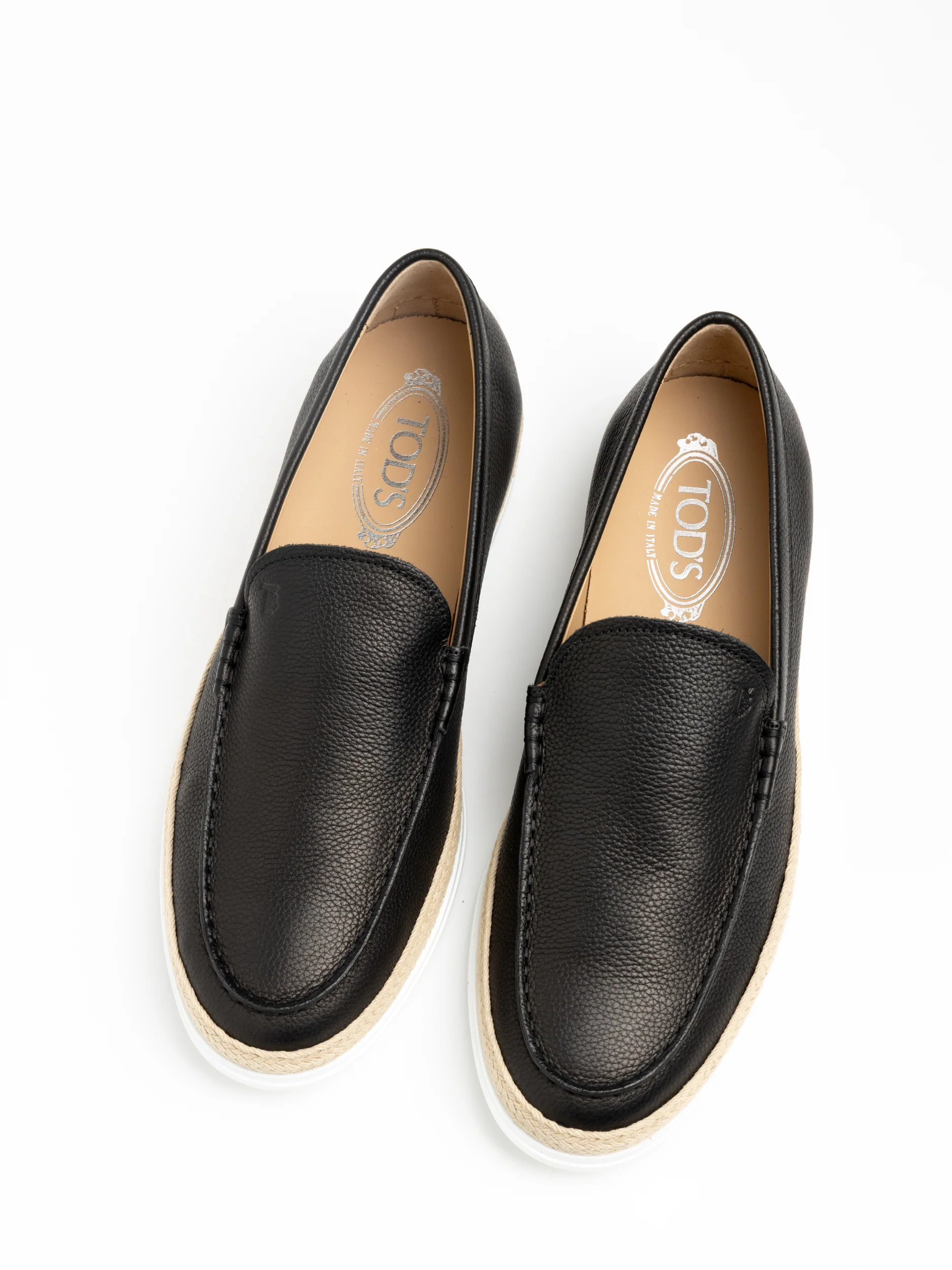 Black Leather Raffia Loafer - Image 7