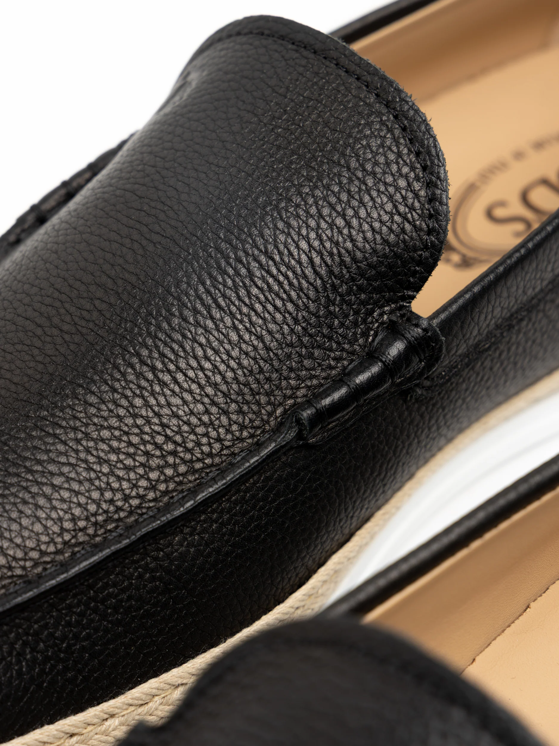 Black Leather Raffia Loafer - Image 9