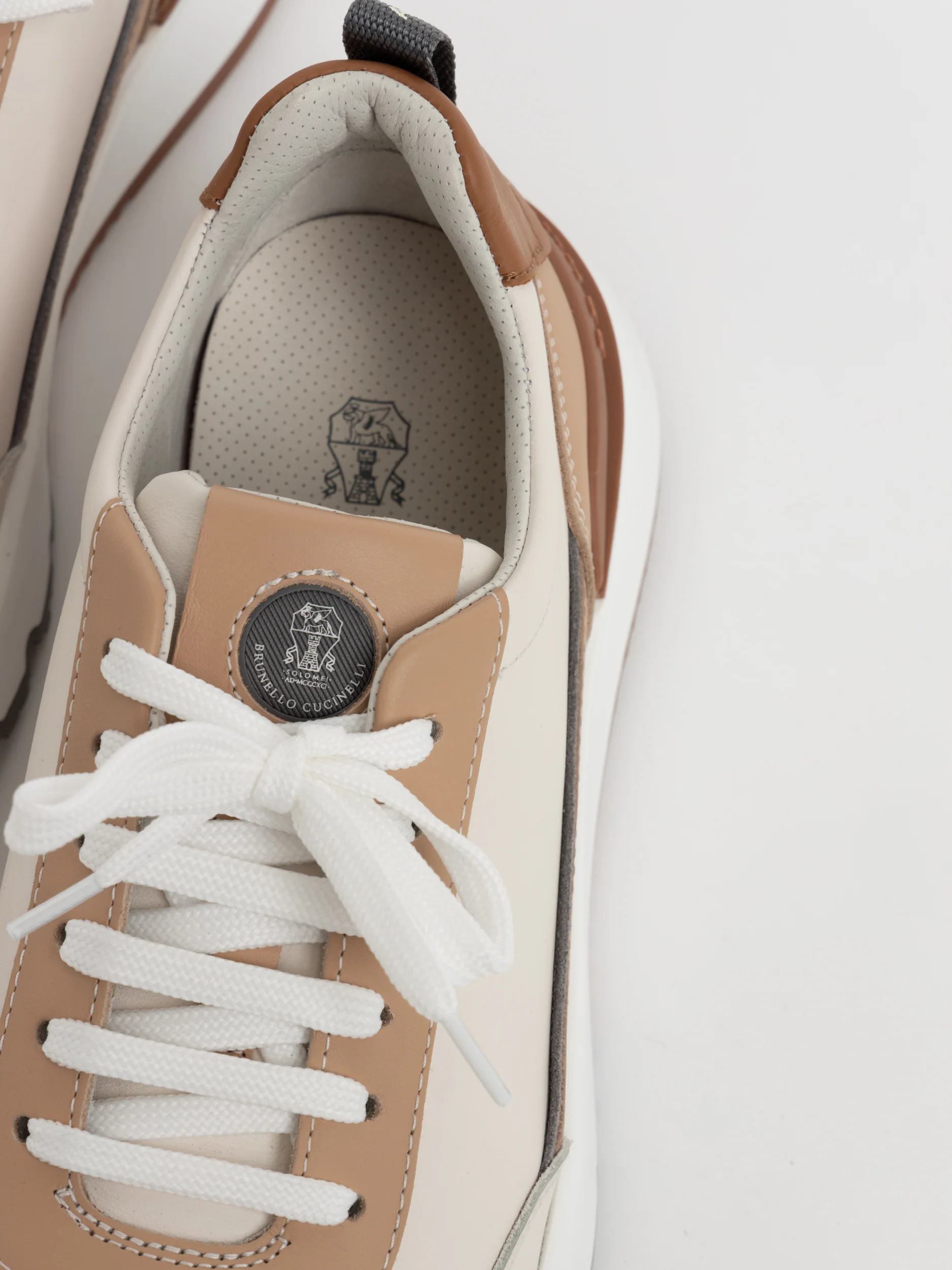 White/Brown Semi-Polished Calfskin Runners - Image 2