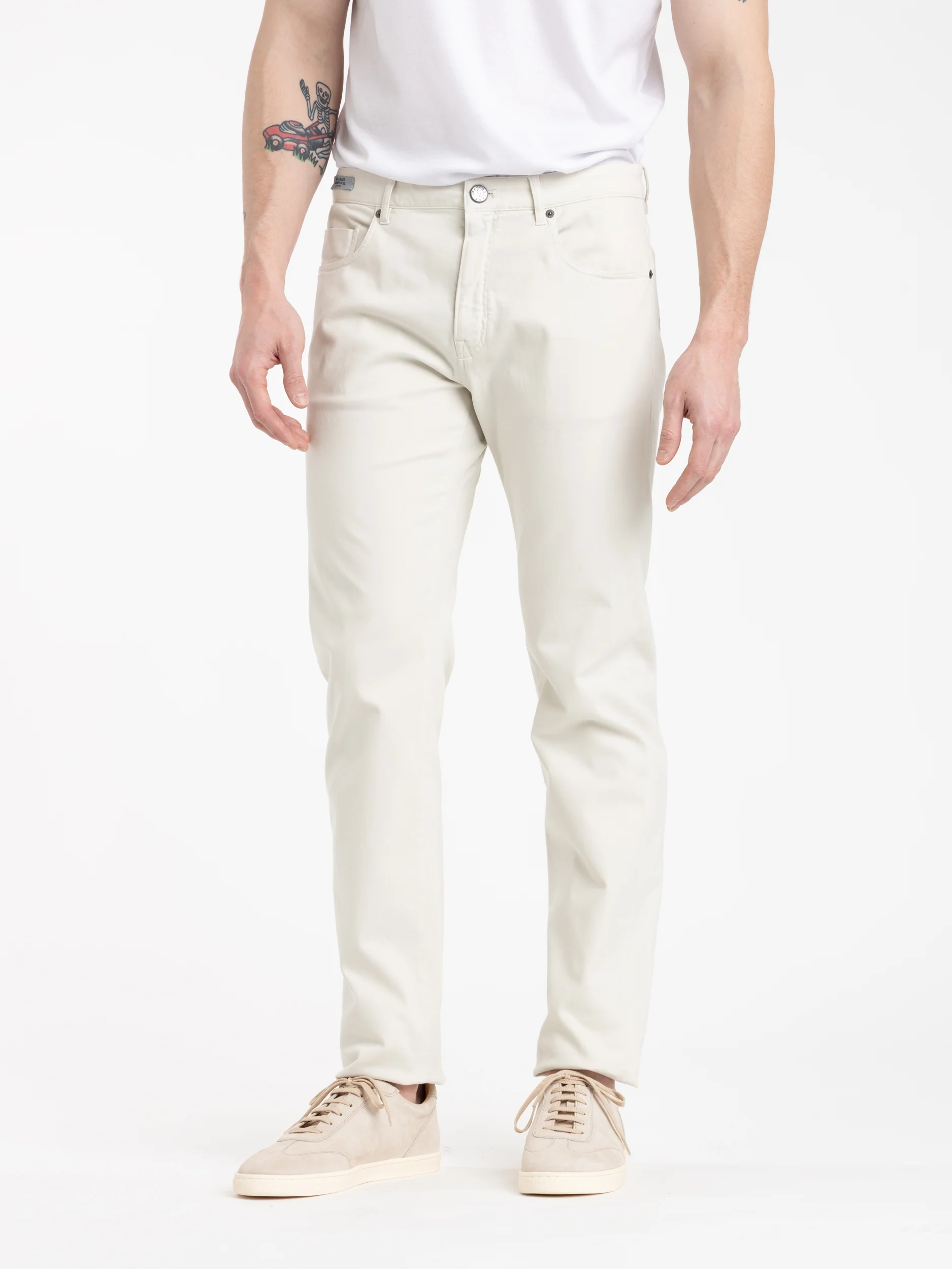 White Cotton Chino Stretch Jeans