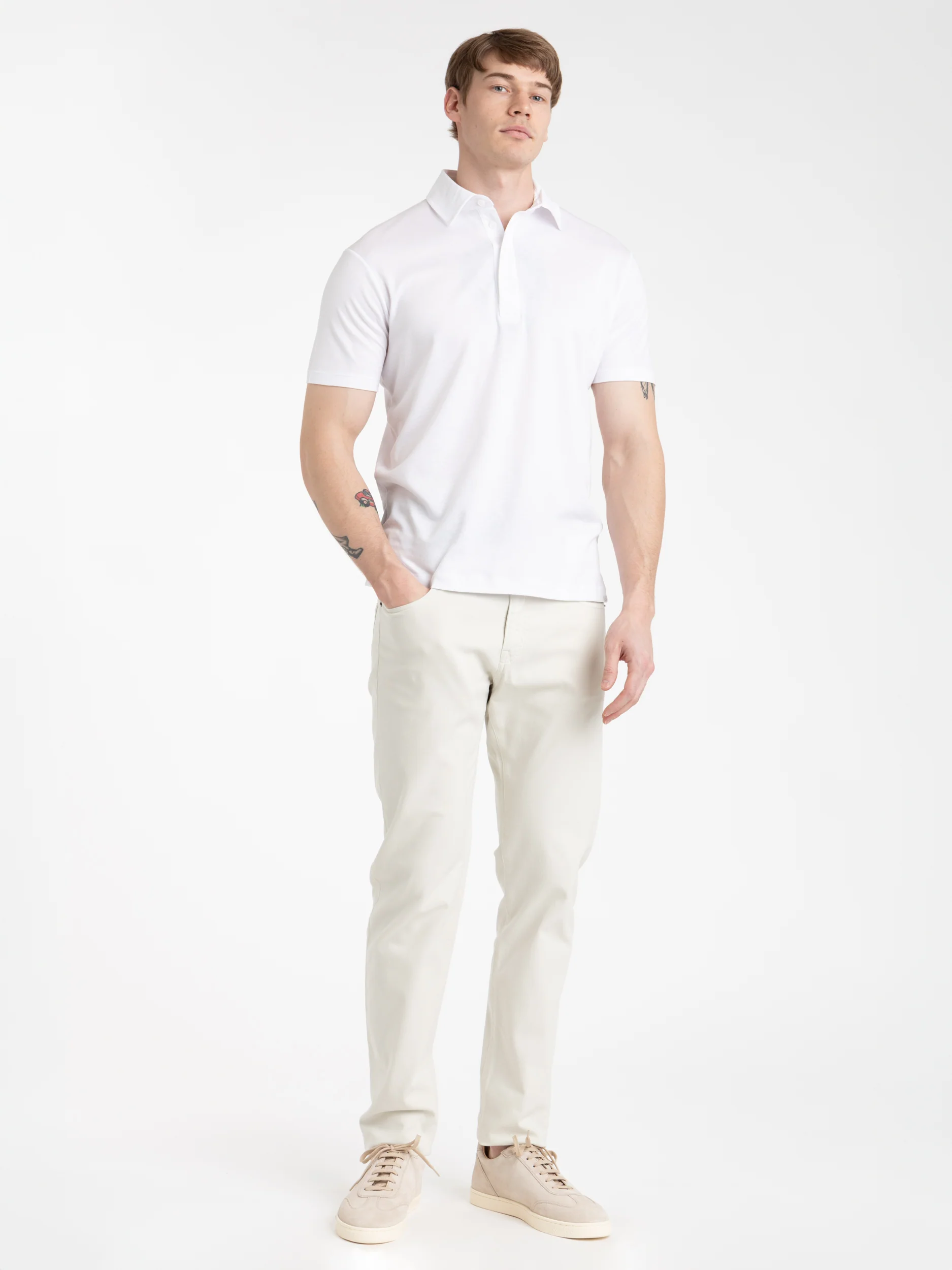 White Cotton Chino Stretch Jeans - Image 2