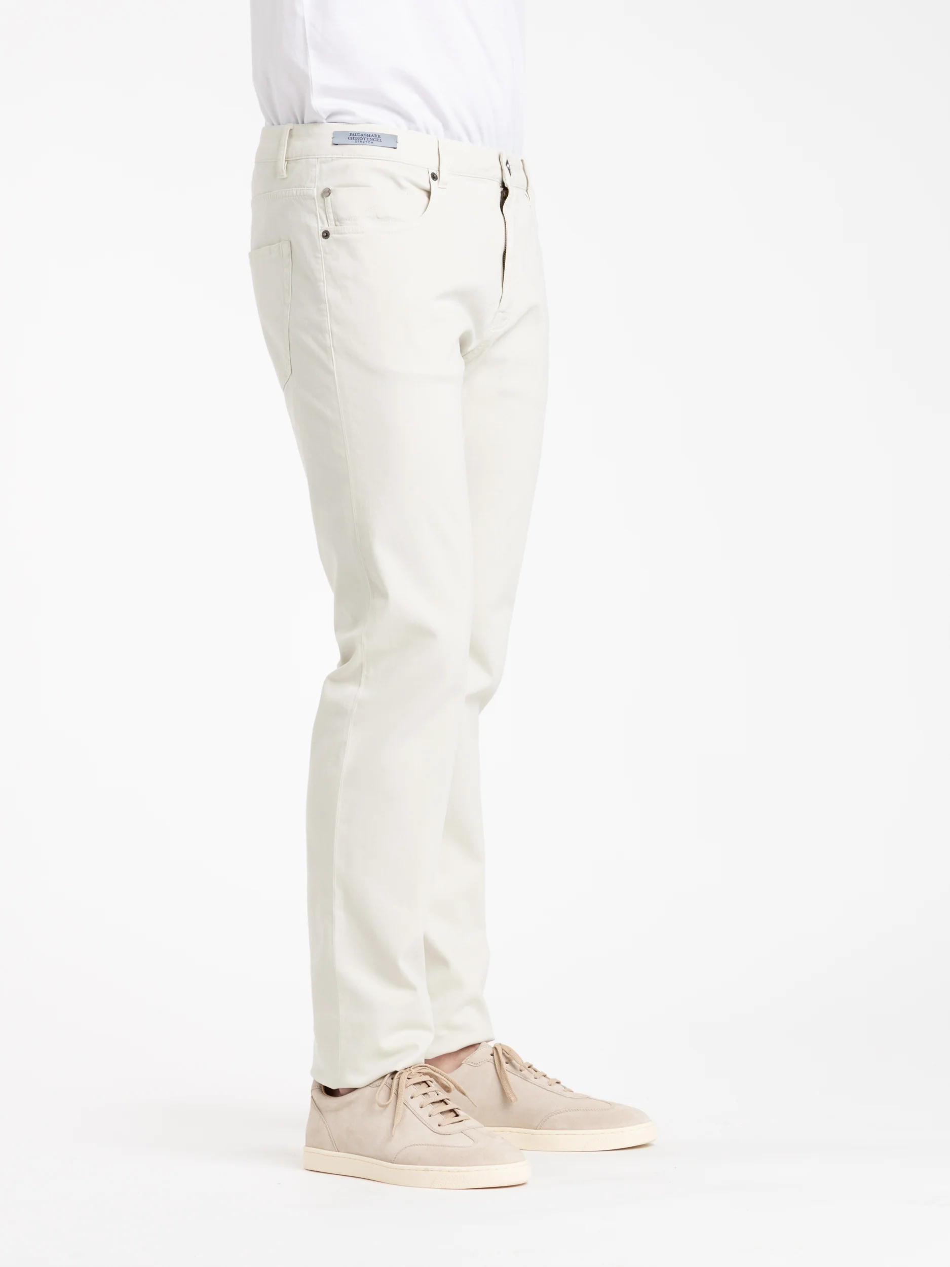 White Cotton Chino Stretch Jeans - Image 3