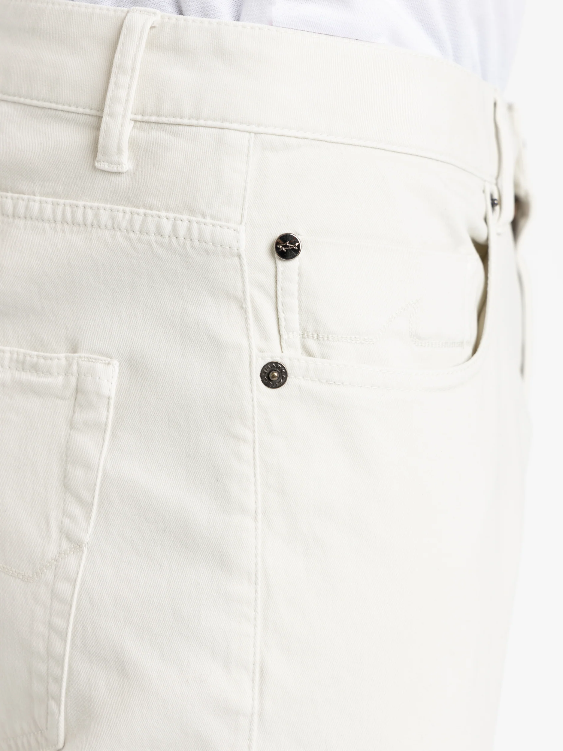 White Cotton Chino Stretch Jeans - Image 5