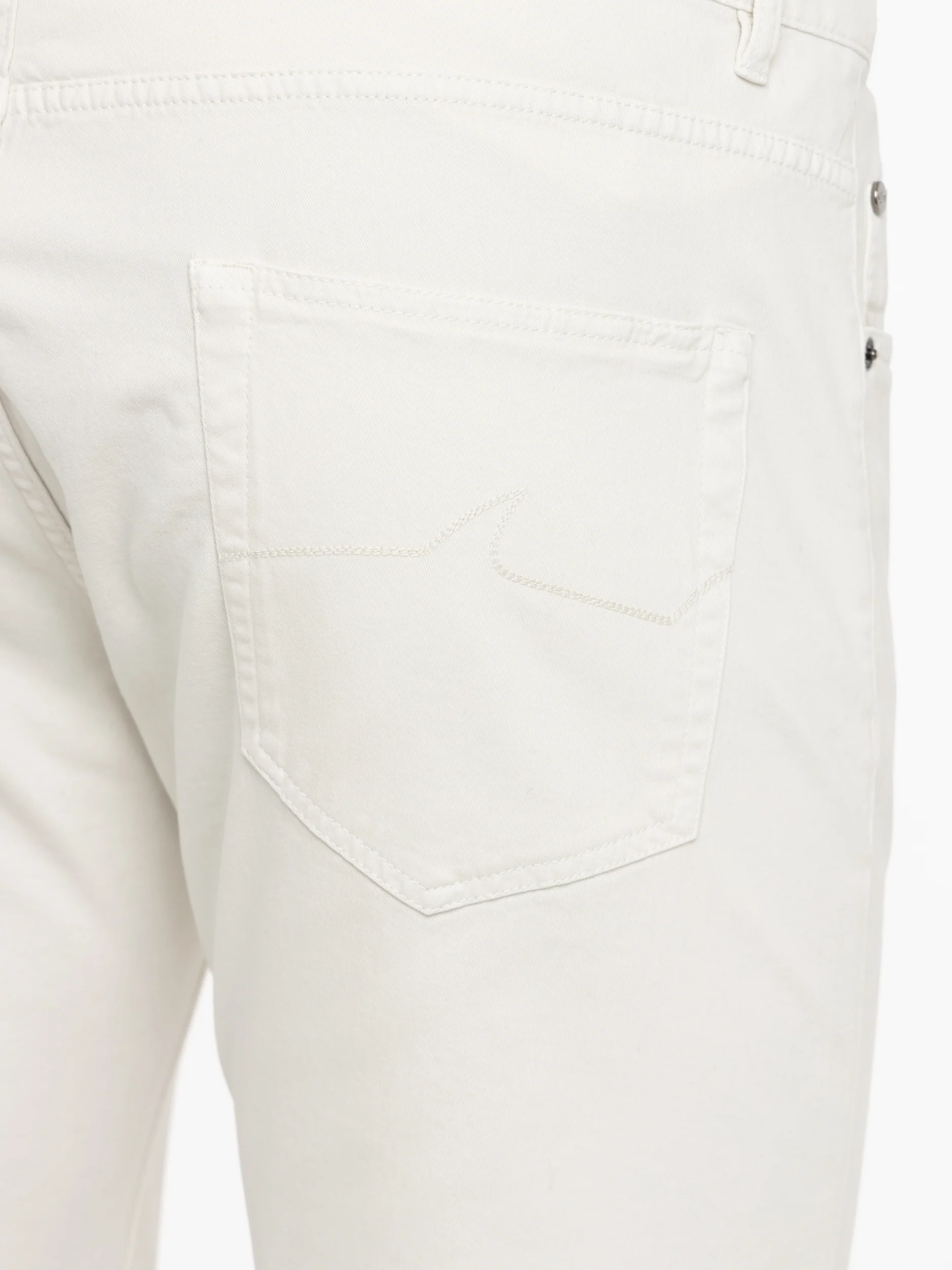 White Cotton Chino Stretch Jeans - Image 6