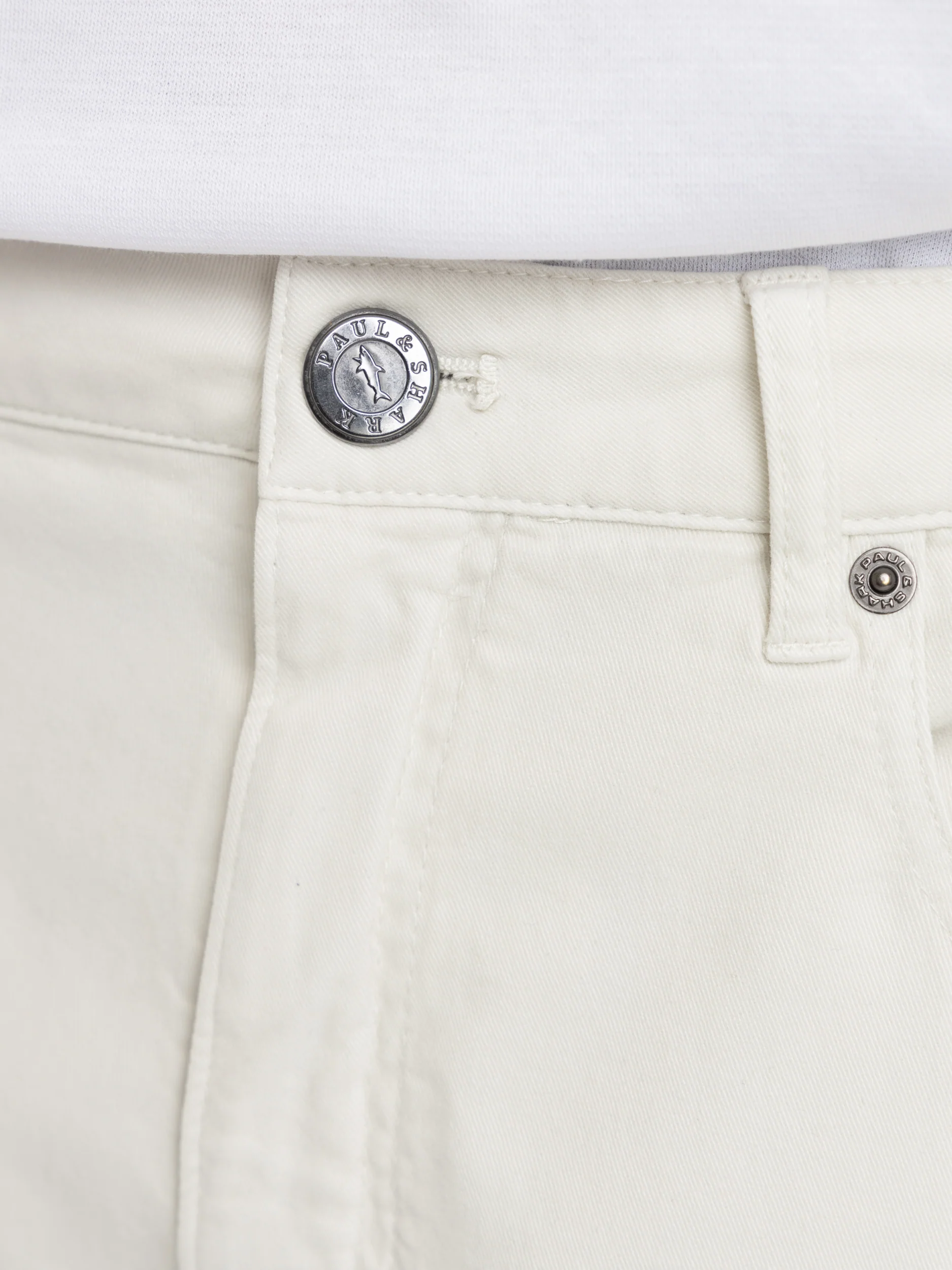 White Cotton Chino Stretch Jeans - Image 7