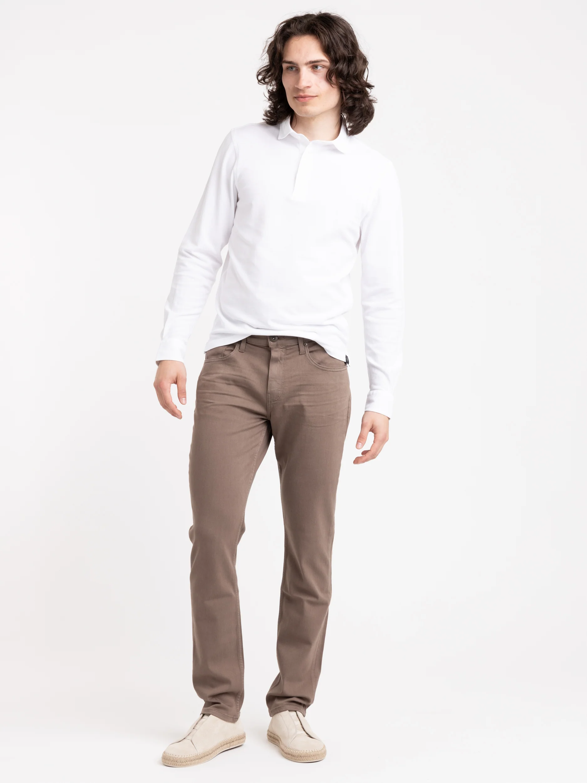 White Long-Sleeve Knit Polo - Image 3