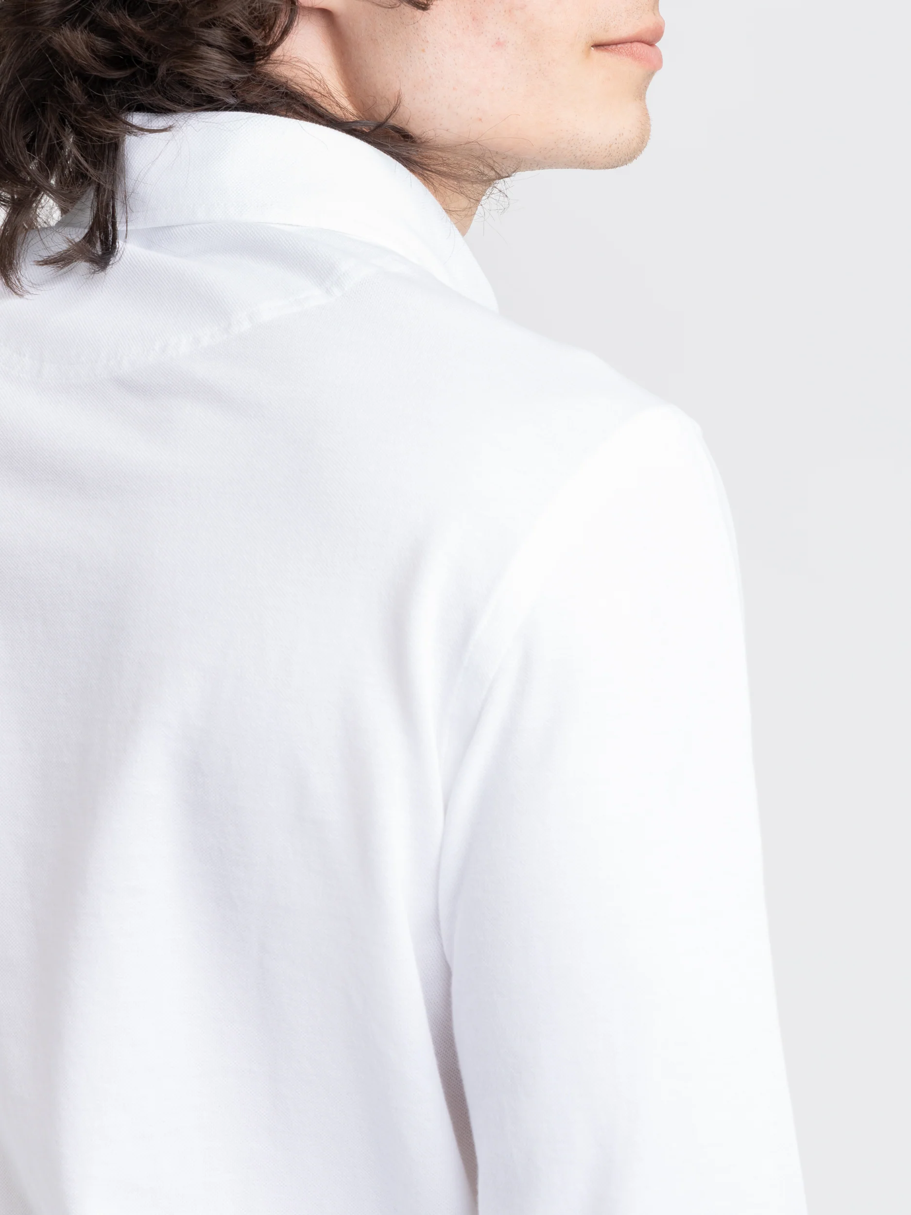 White Long-Sleeve Knit Polo - Image 6