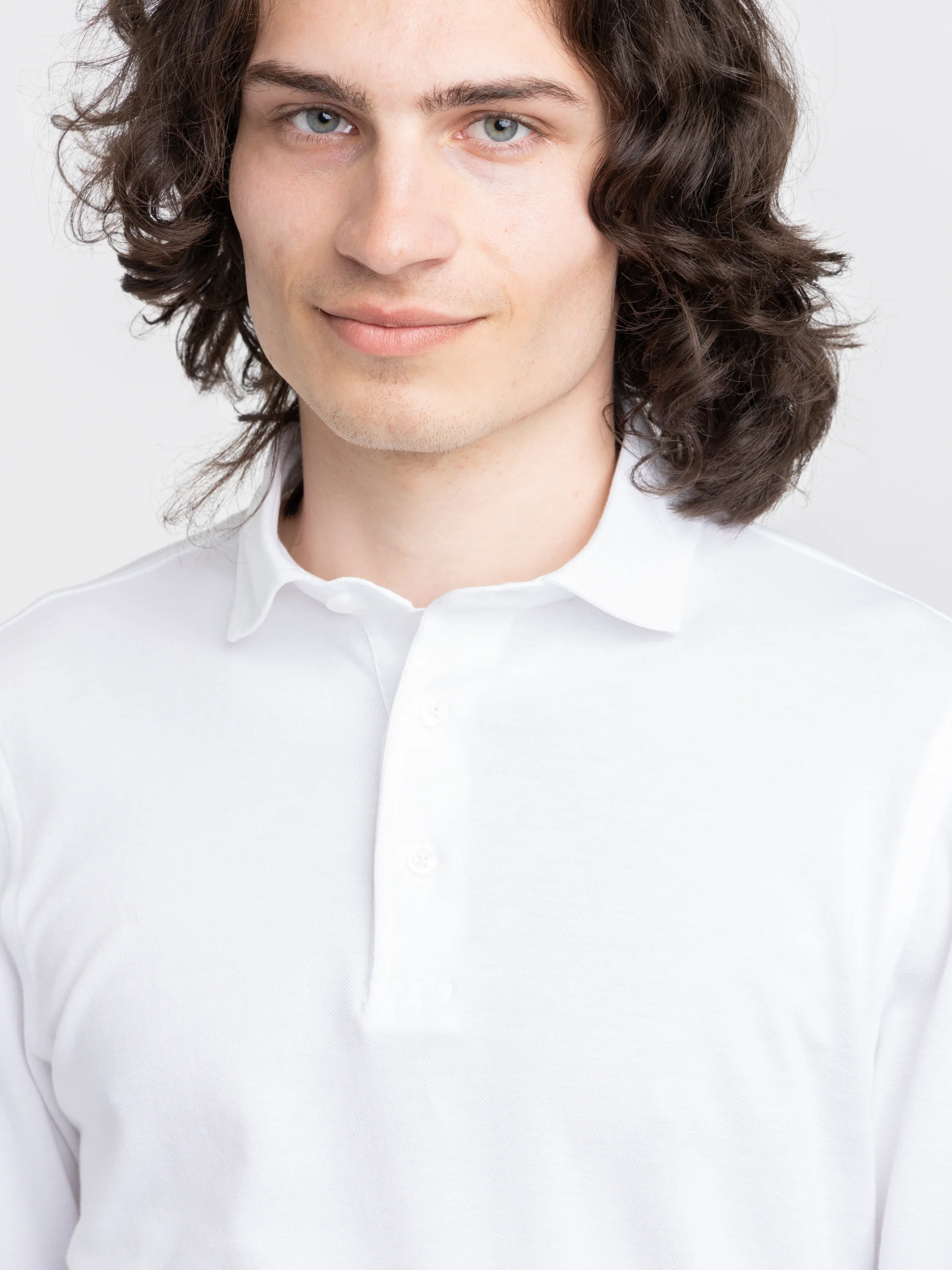 White Long-Sleeve Knit Polo - Image 7