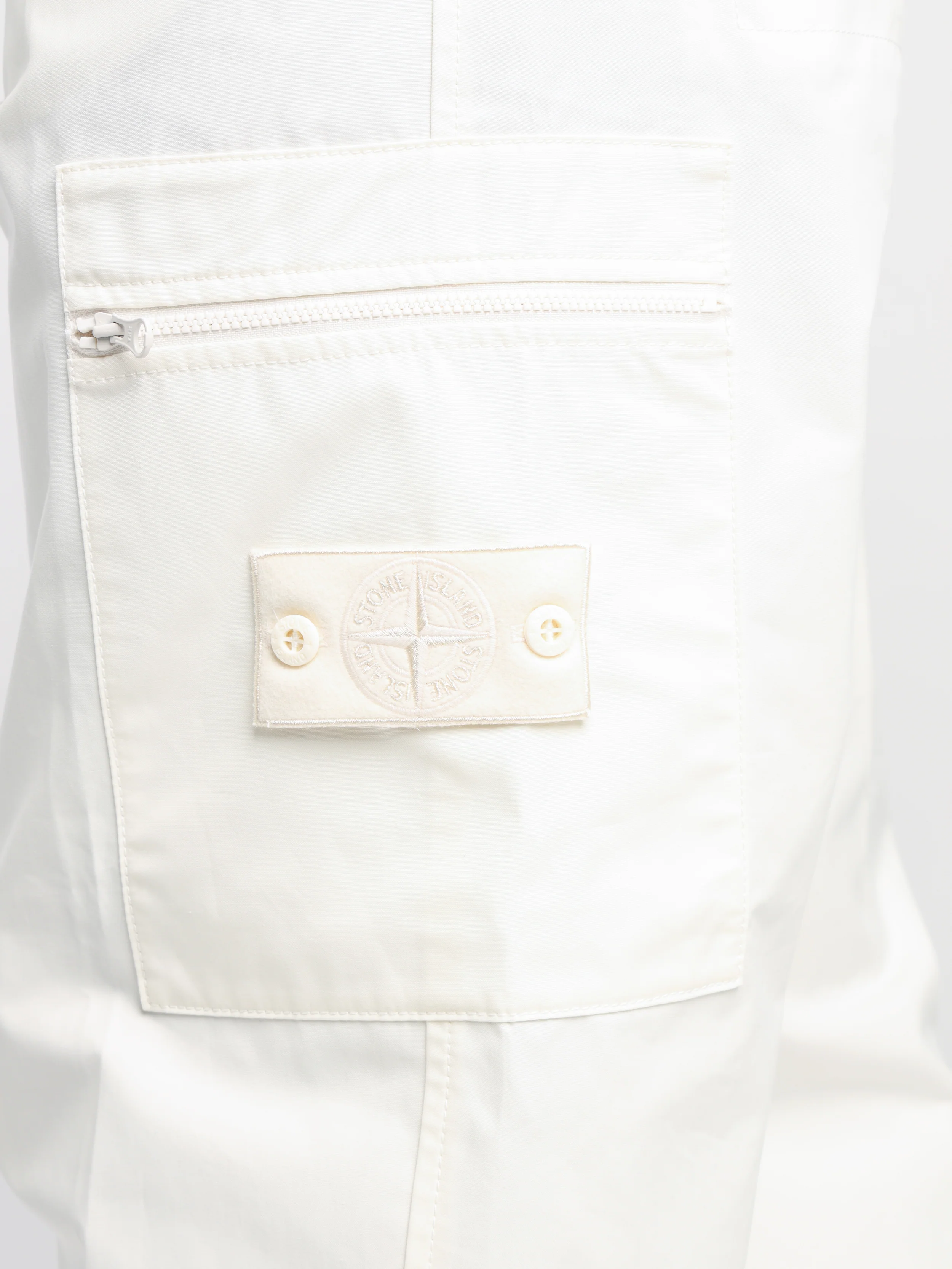White Weatherproof Cotton Canvas Cargo Pants - Image 7