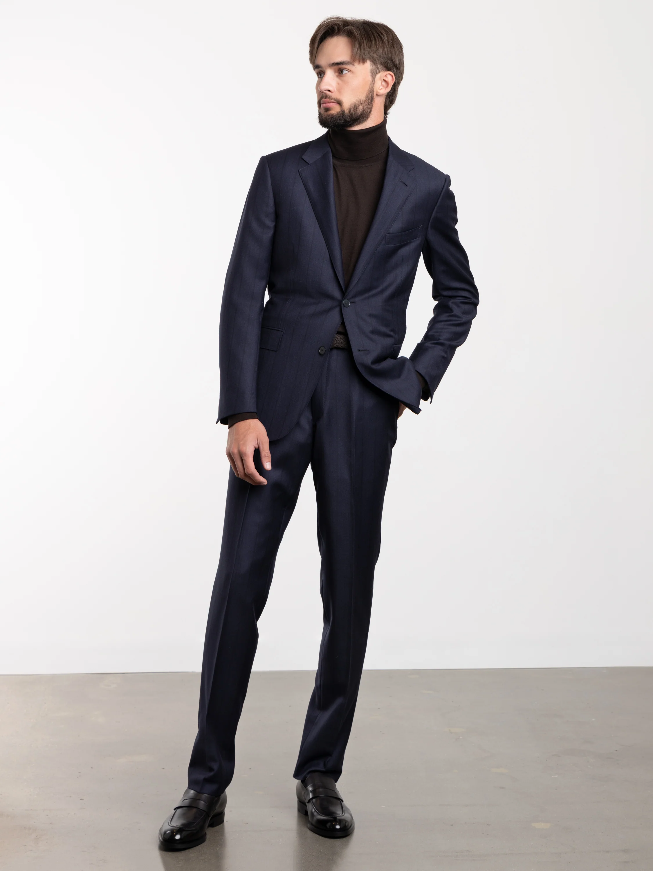 Navy Pin Stripe Wool Suit