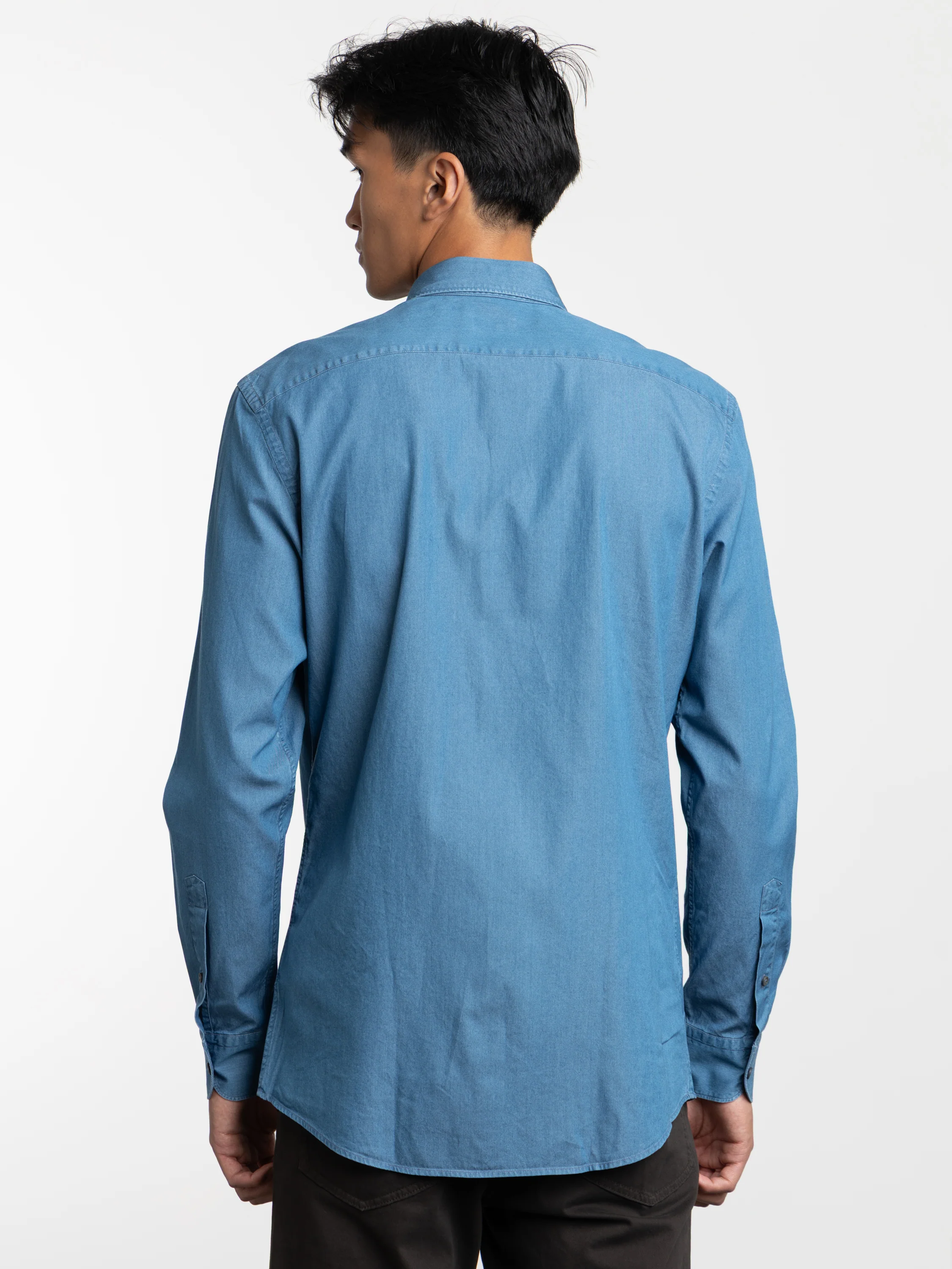 Blue Cotton Sport Shirt - Image 4