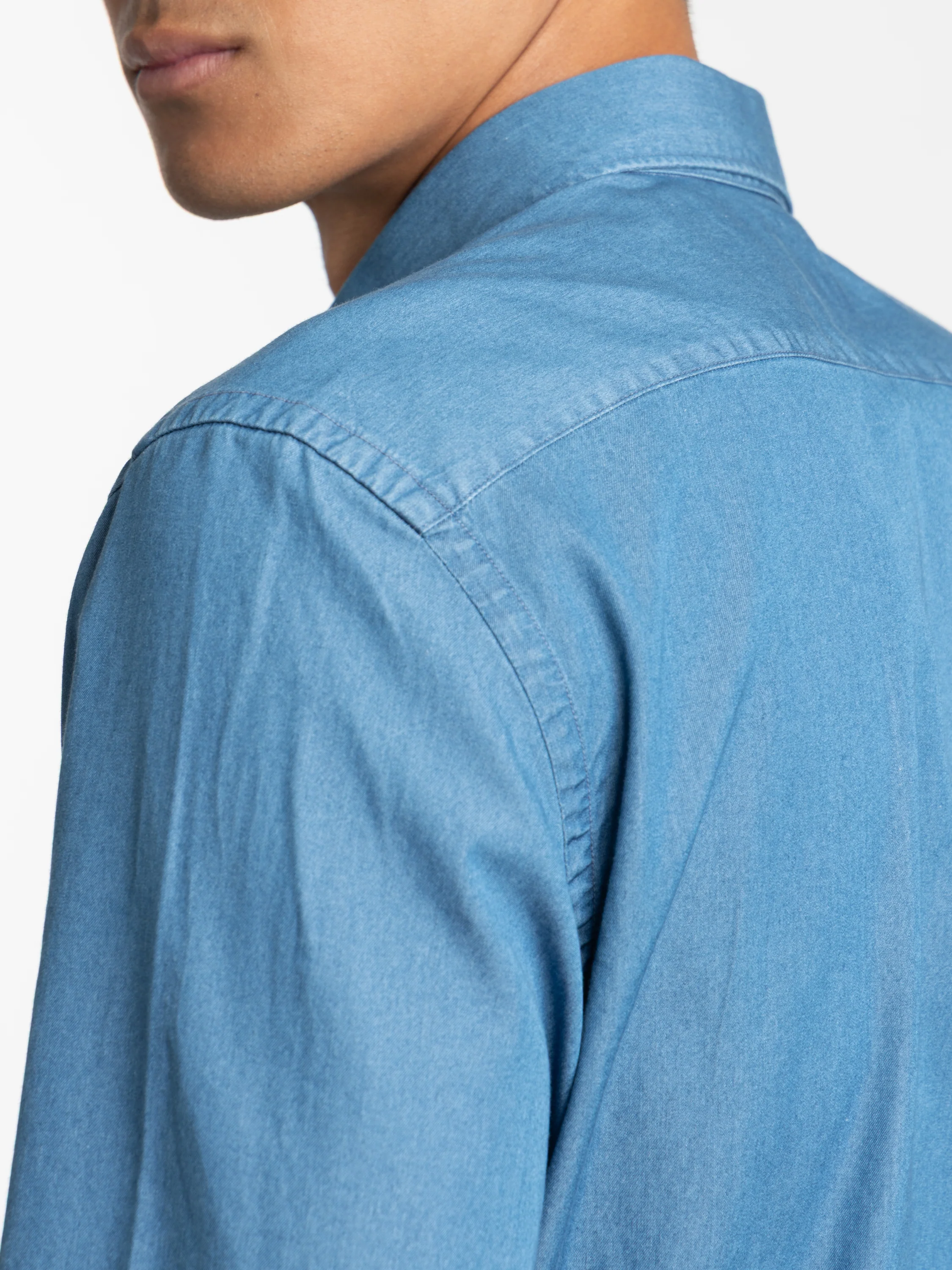 Blue Cotton Sport Shirt - Image 5