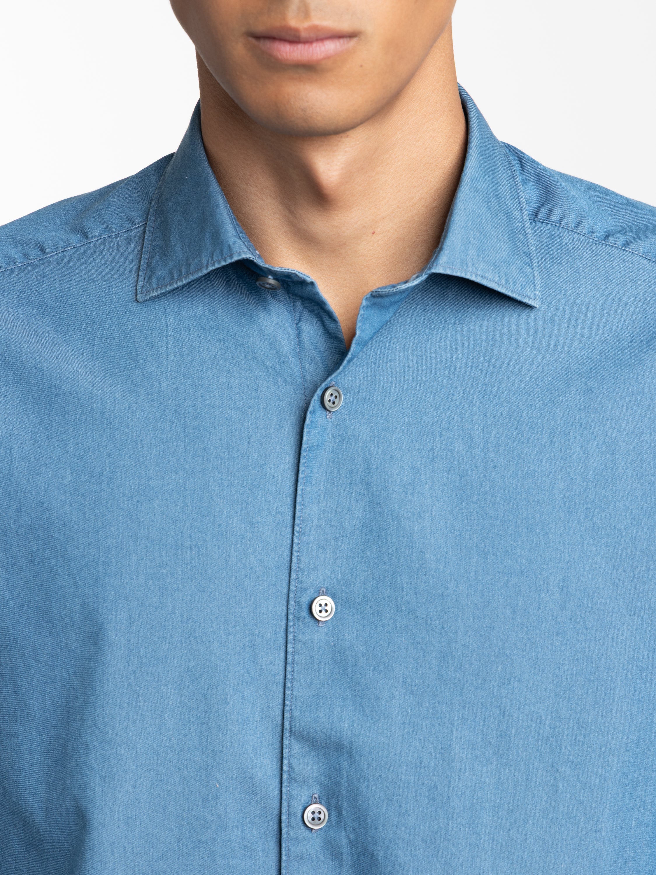 Blue Cotton Sport Shirt - Image 6