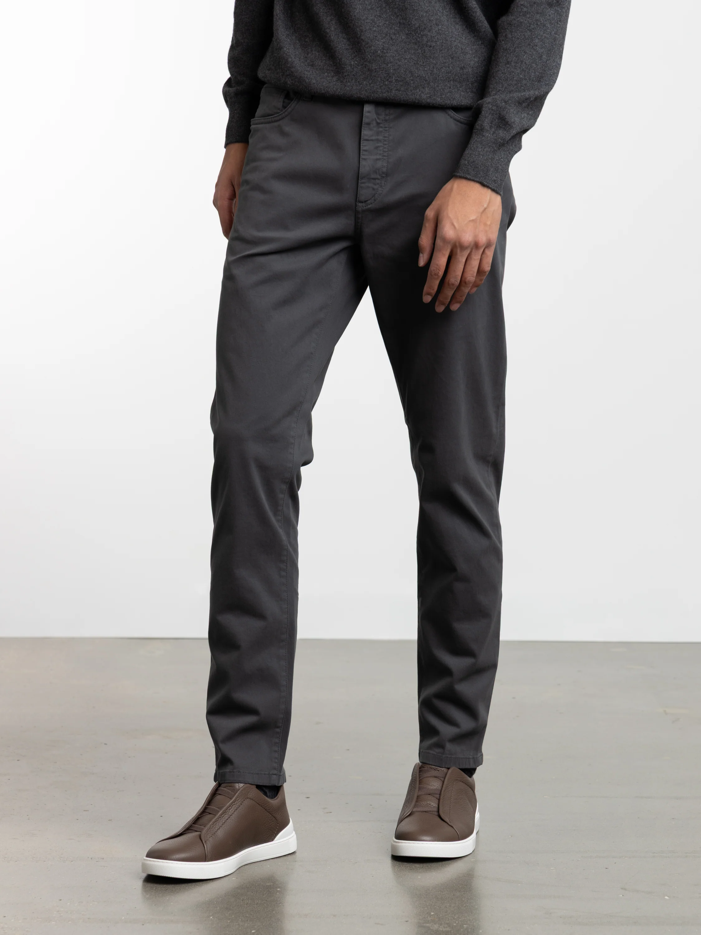 Dark Grey Stretch Cotton Roccia Jeans