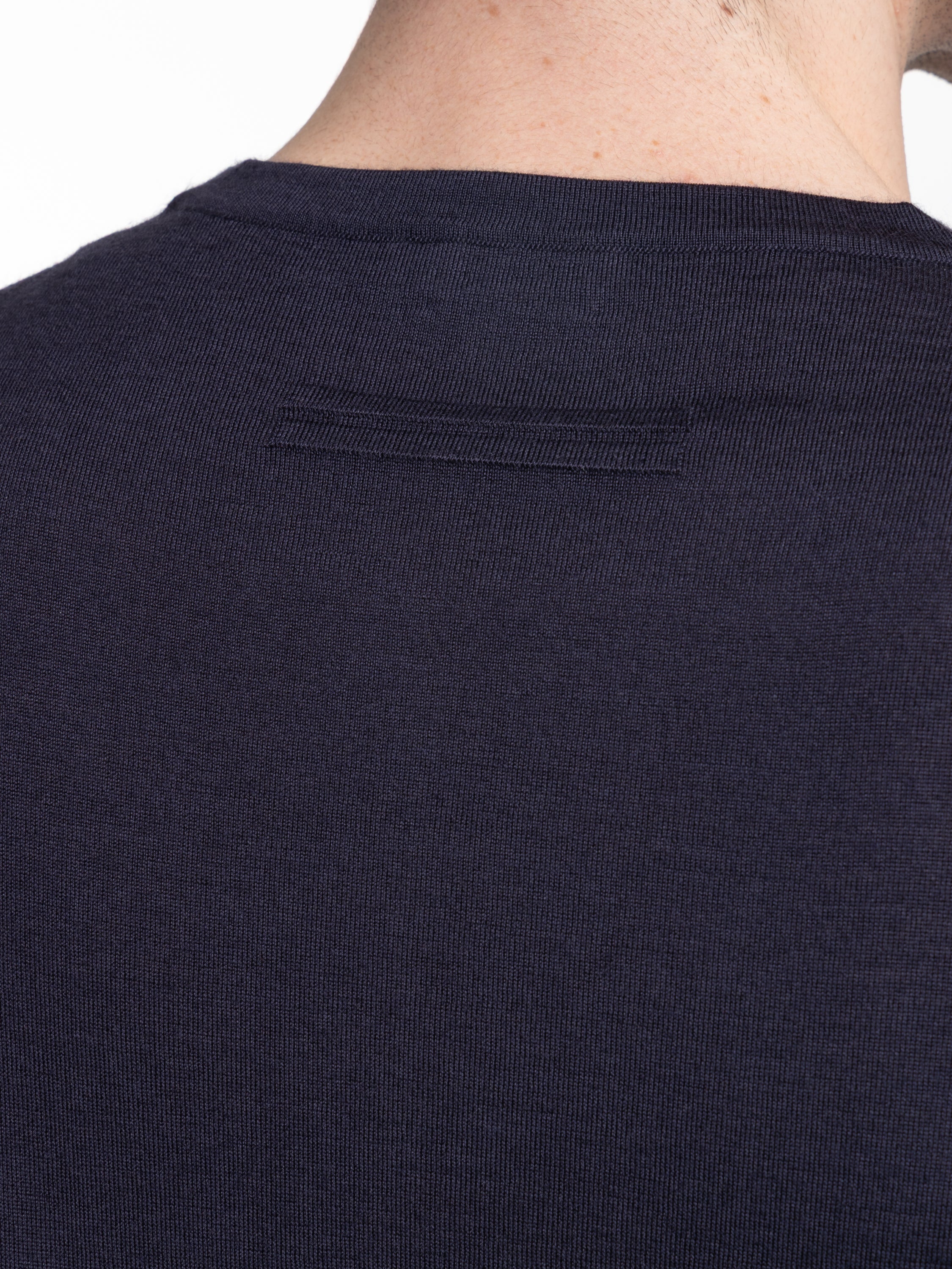 Navy Blue Mélange Cashseta Crewneck - Image 5