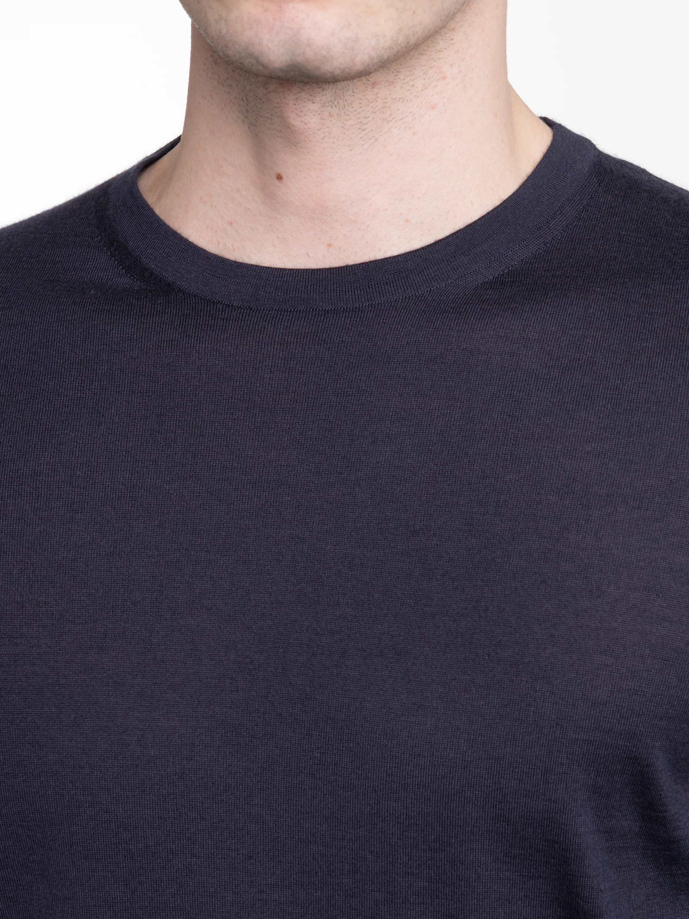 Navy Blue Mélange Cashseta Crewneck - Image 7