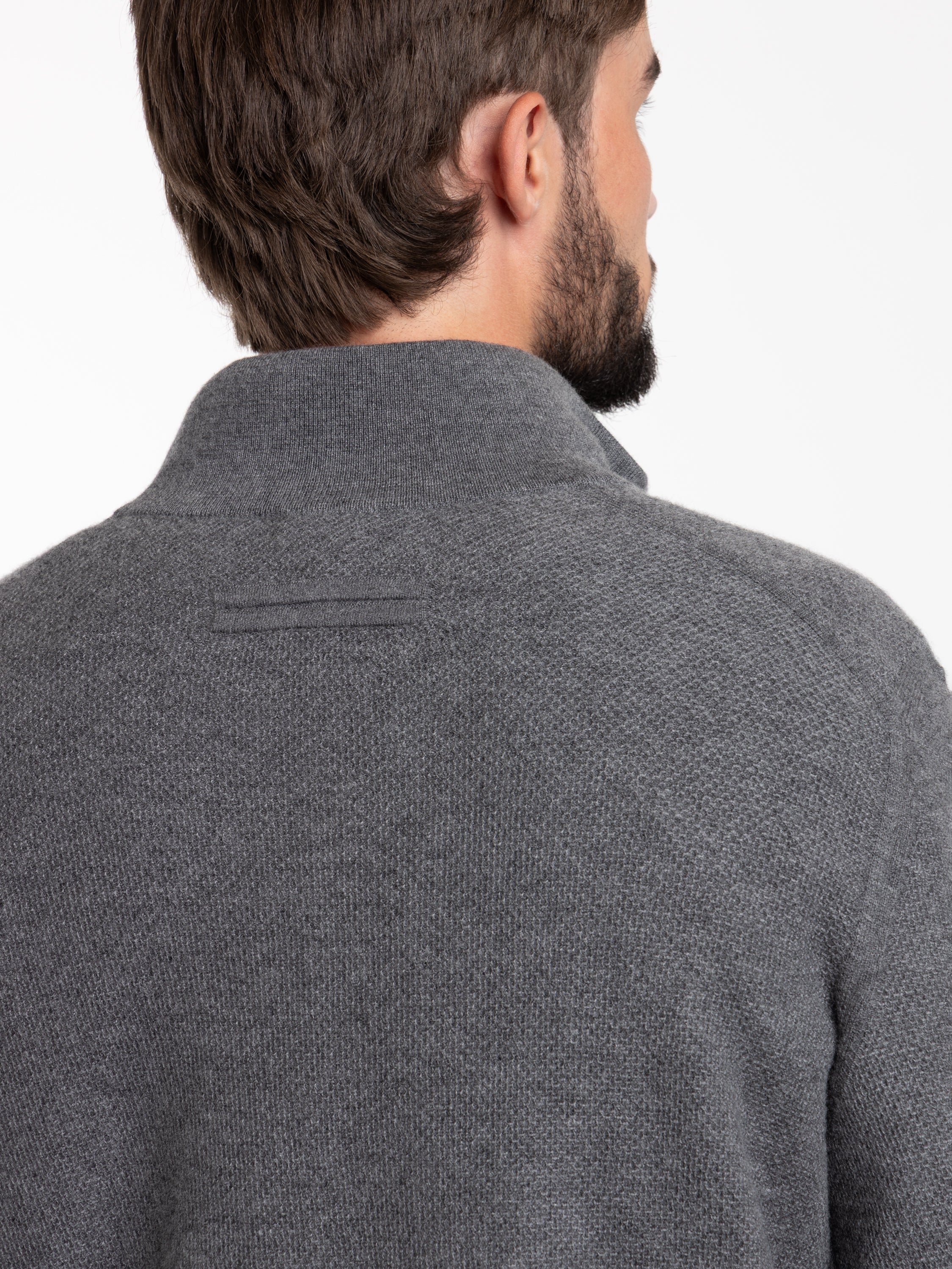 Grey Oasi Cashmere Mock Neck Quarter Zip - Image 6