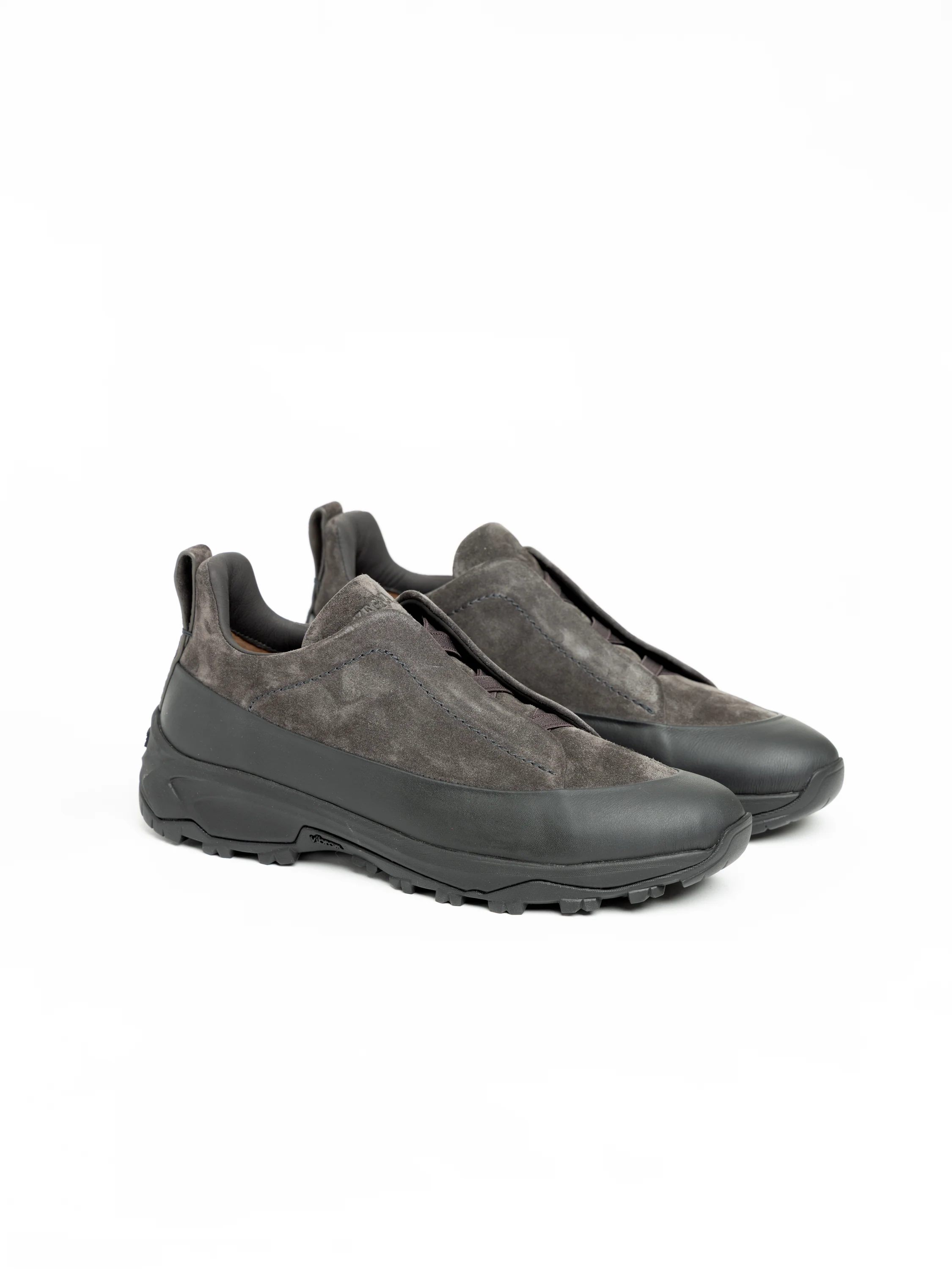 Dark Grey Leather and Suede Triple Stitch™ Monte Sneakers